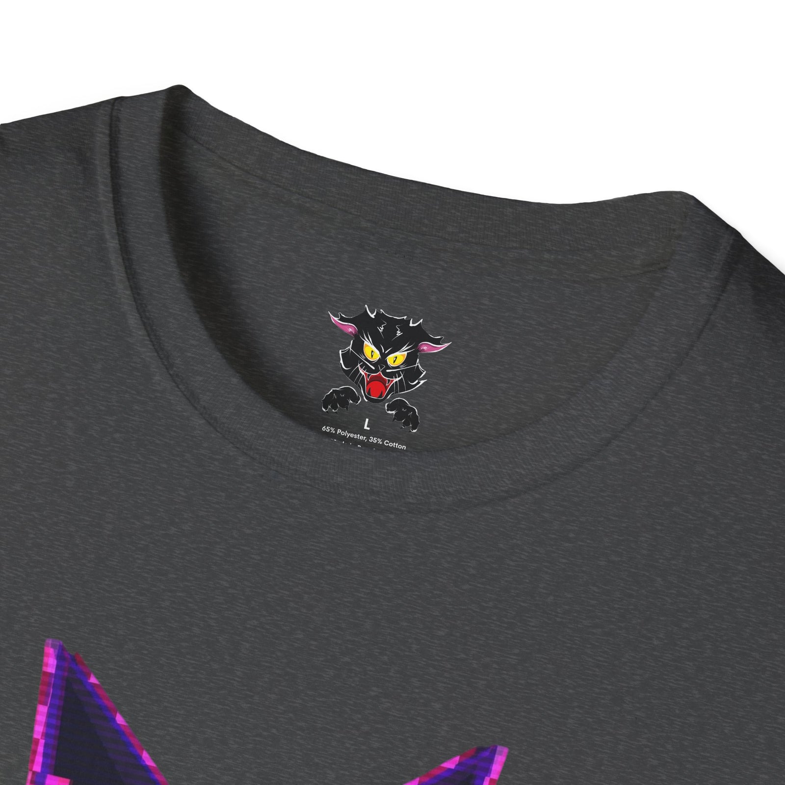 Detalle gráfico gato bold lines camiseta gris oscuro Gatoloco
