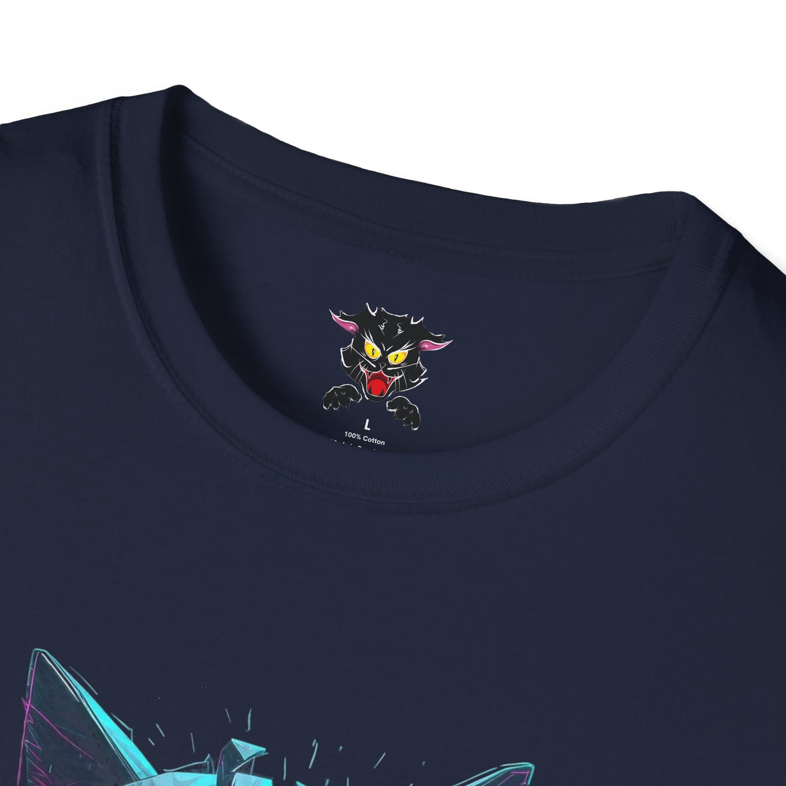 Cat Cyberpunk T-Shirt — Neon Dripping Mask Design