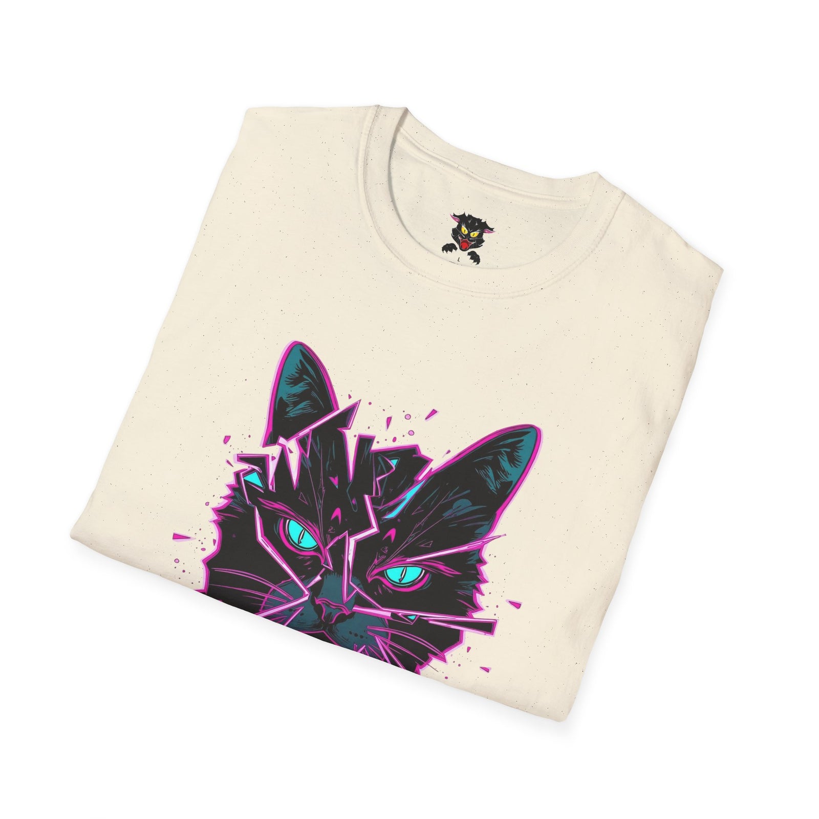 Cat Graphic T-Shirt — Neon Retro "Martes" Design (Lunes Pero Puro)