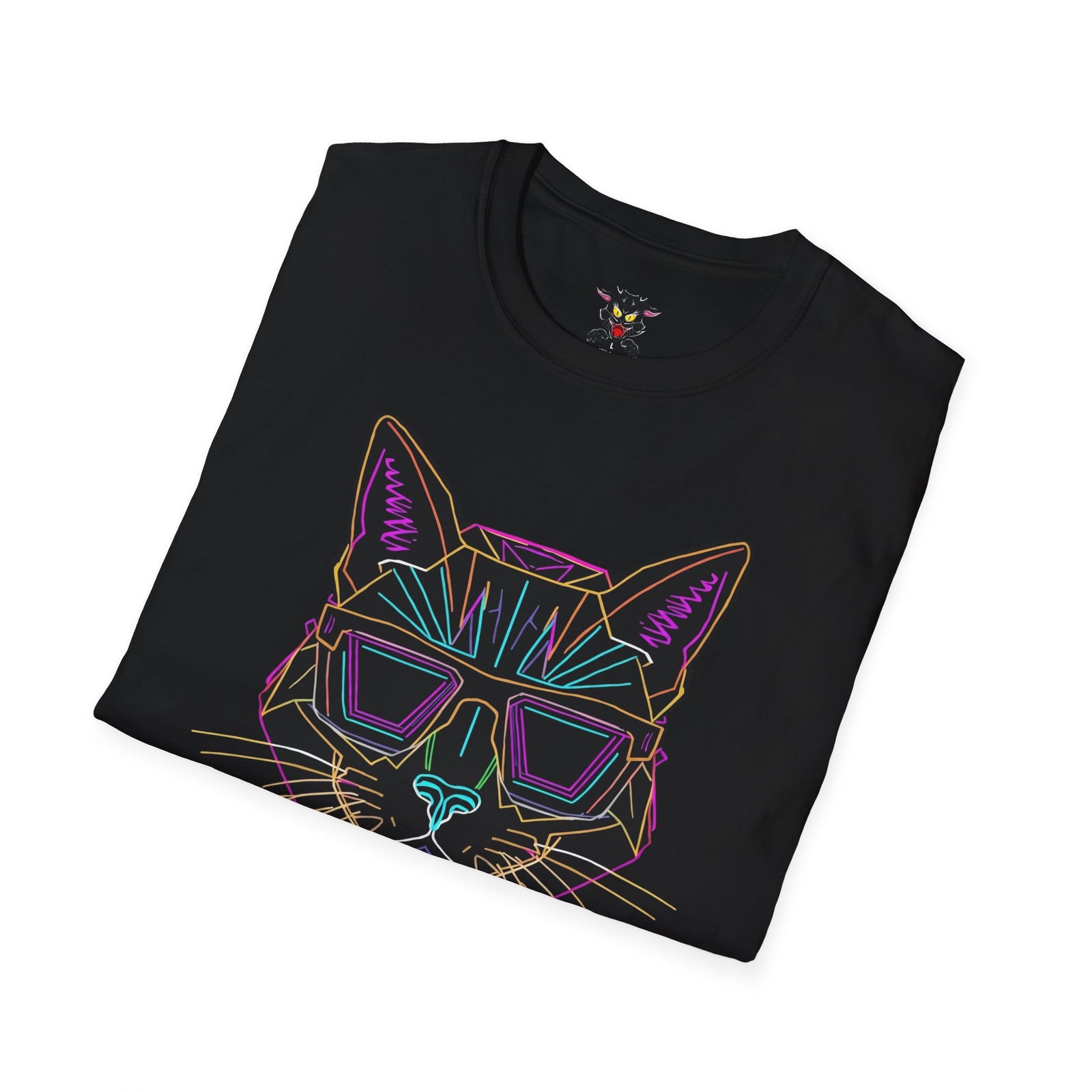 Sábado Sin Excusas Cat T-Shirt — Retro Neon Cat with Sunglasses