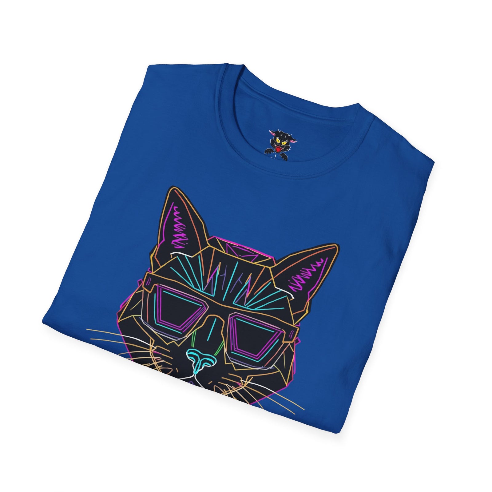Sábado Sin Excusas Cat T-Shirt — Retro Neon Cat with Sunglasses