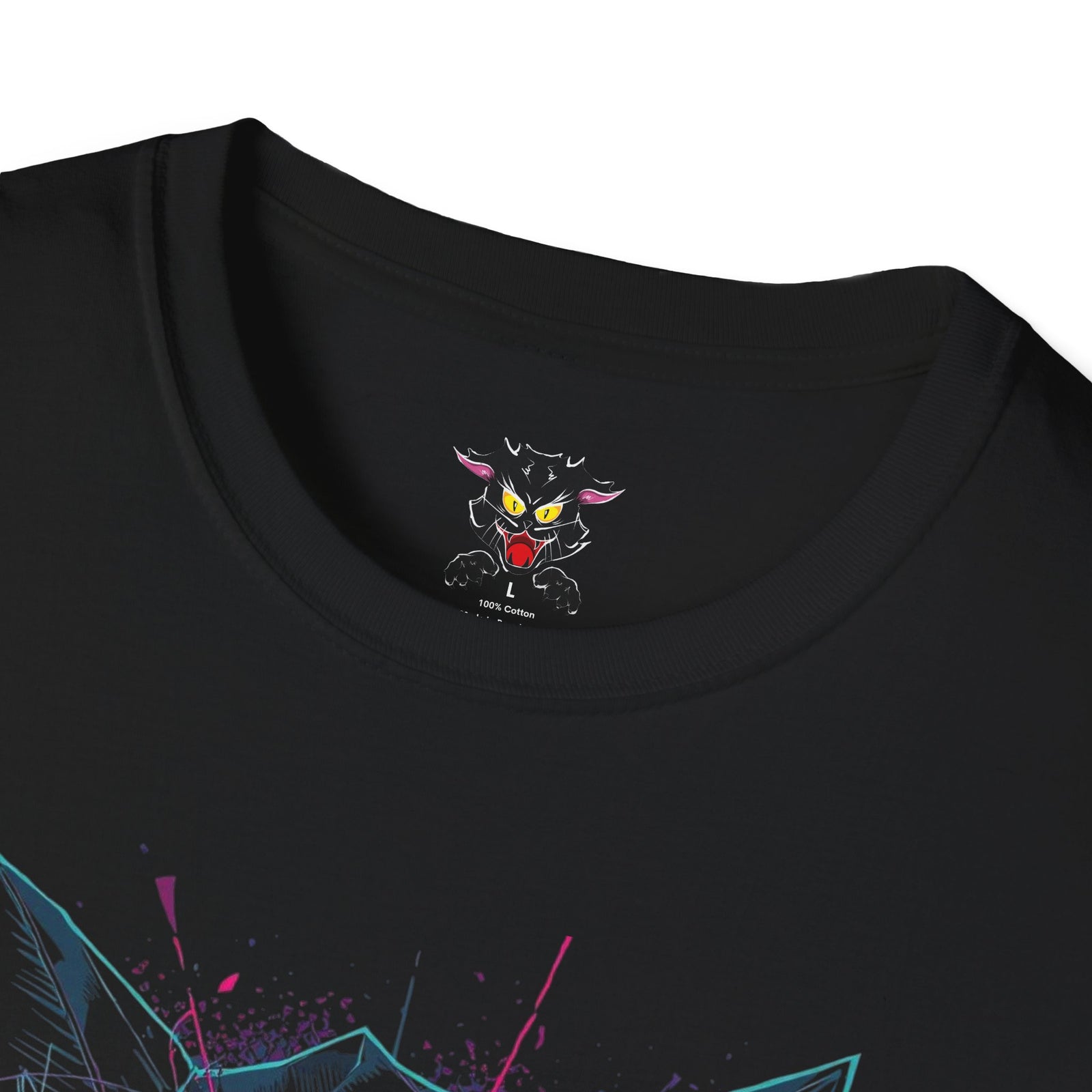 Cat Skull Graphic T-Shirt — Pink Eyes Shattered Design