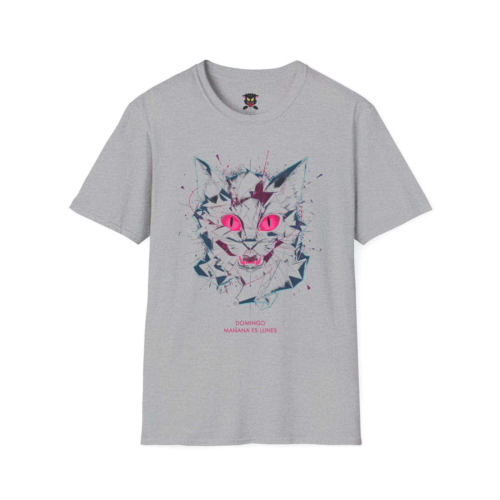 Cat Skull Graphic T-Shirt — Pink Eyes Shattered Design