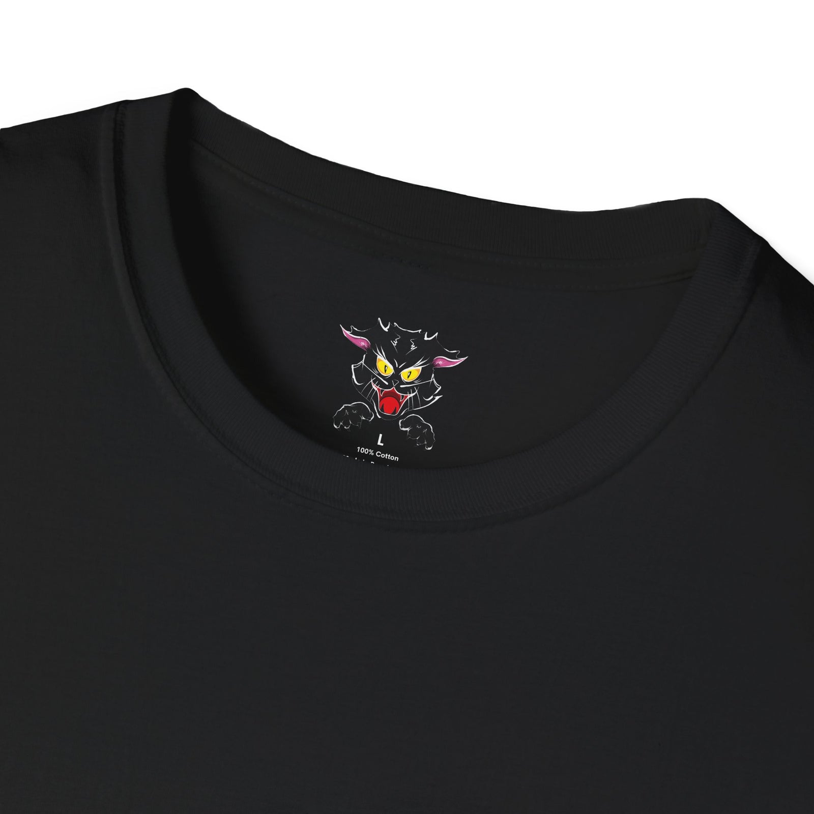Minimal Cyber Cat T-Shirt — Geometric Neon Cat Face Tee
