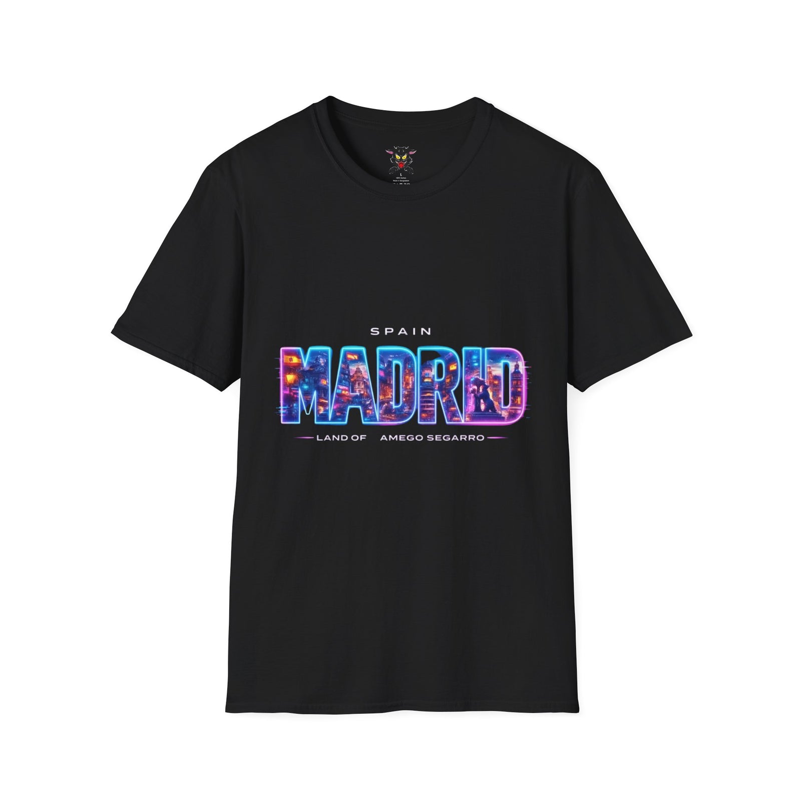 Camiseta Madrid Spain | Diseño Neón Urbano | Streetwear Español Premium Gatoloco