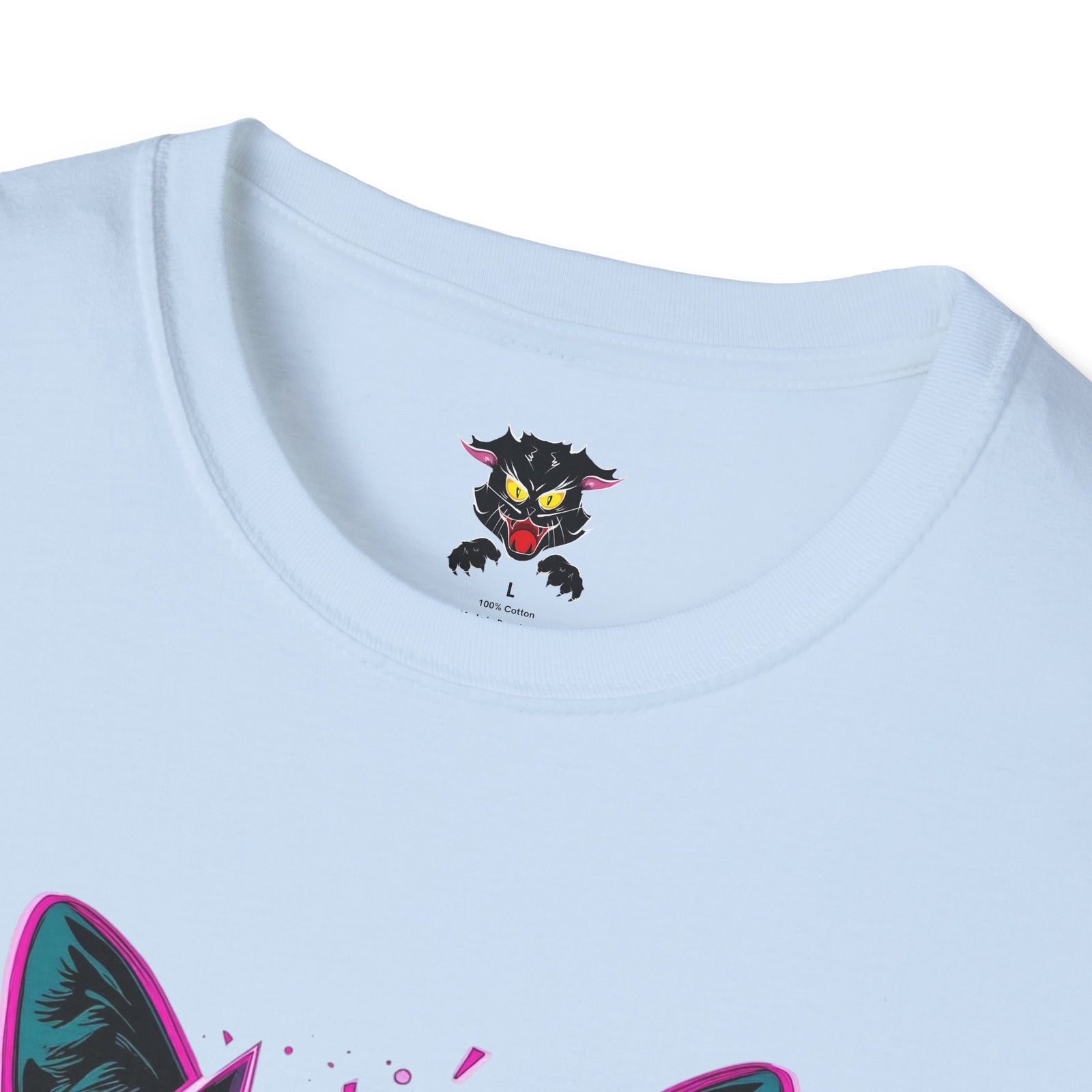 Cat Graphic T-Shirt — Neon Retro "Martes" Design (Lunes Pero Puro)