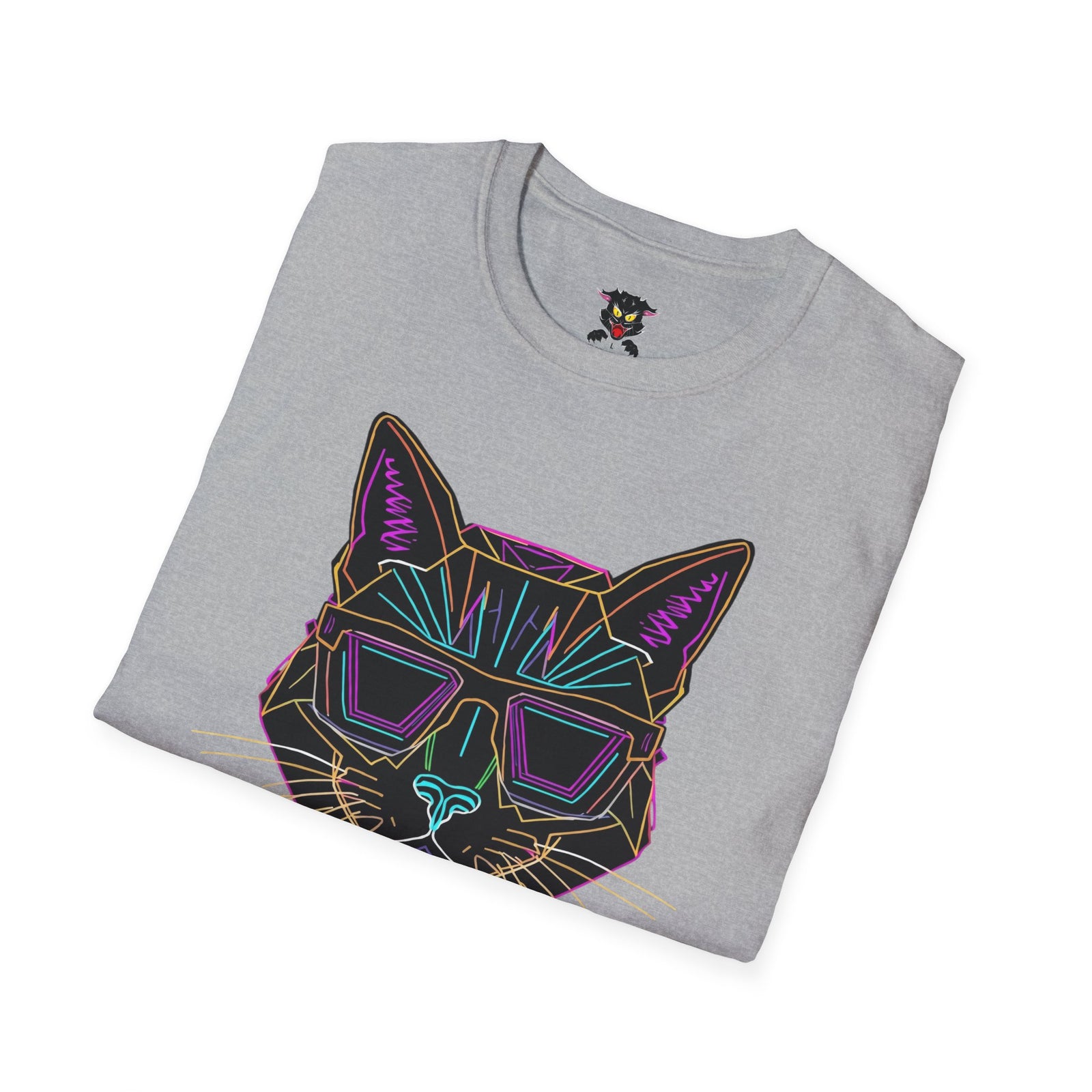 Sábado Sin Excusas Cat T-Shirt — Retro Neon Cat with Sunglasses