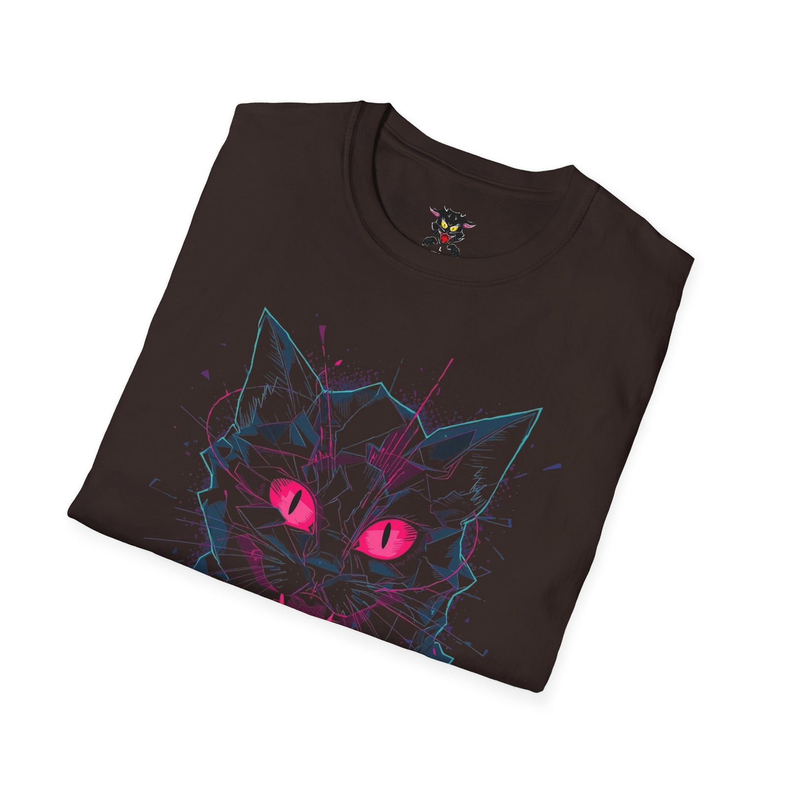 Cat Skull Graphic T-Shirt — Pink Eyes Shattered Design