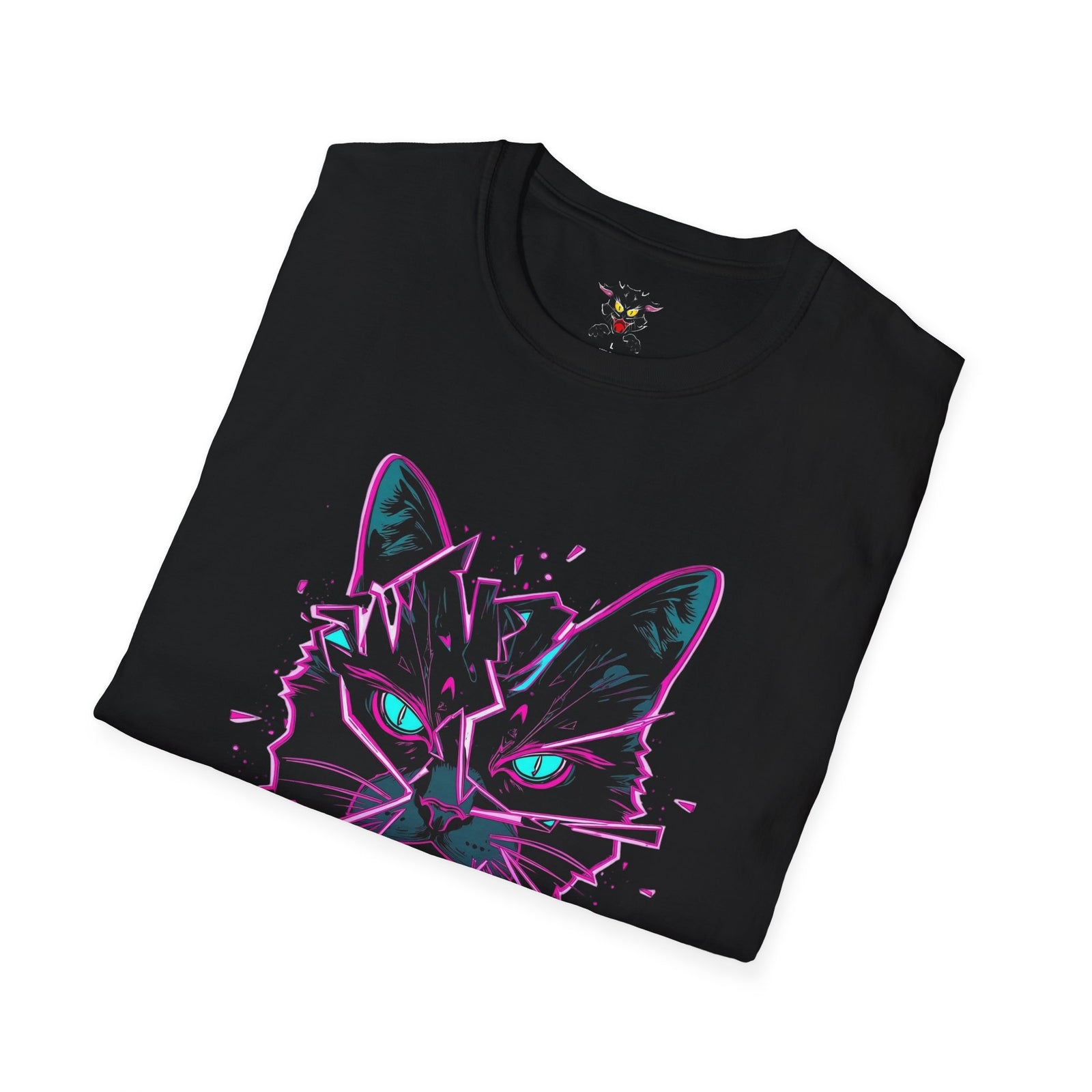 Cat Graphic T-Shirt — Neon Retro "Martes" Design (Lunes Pero Puro)