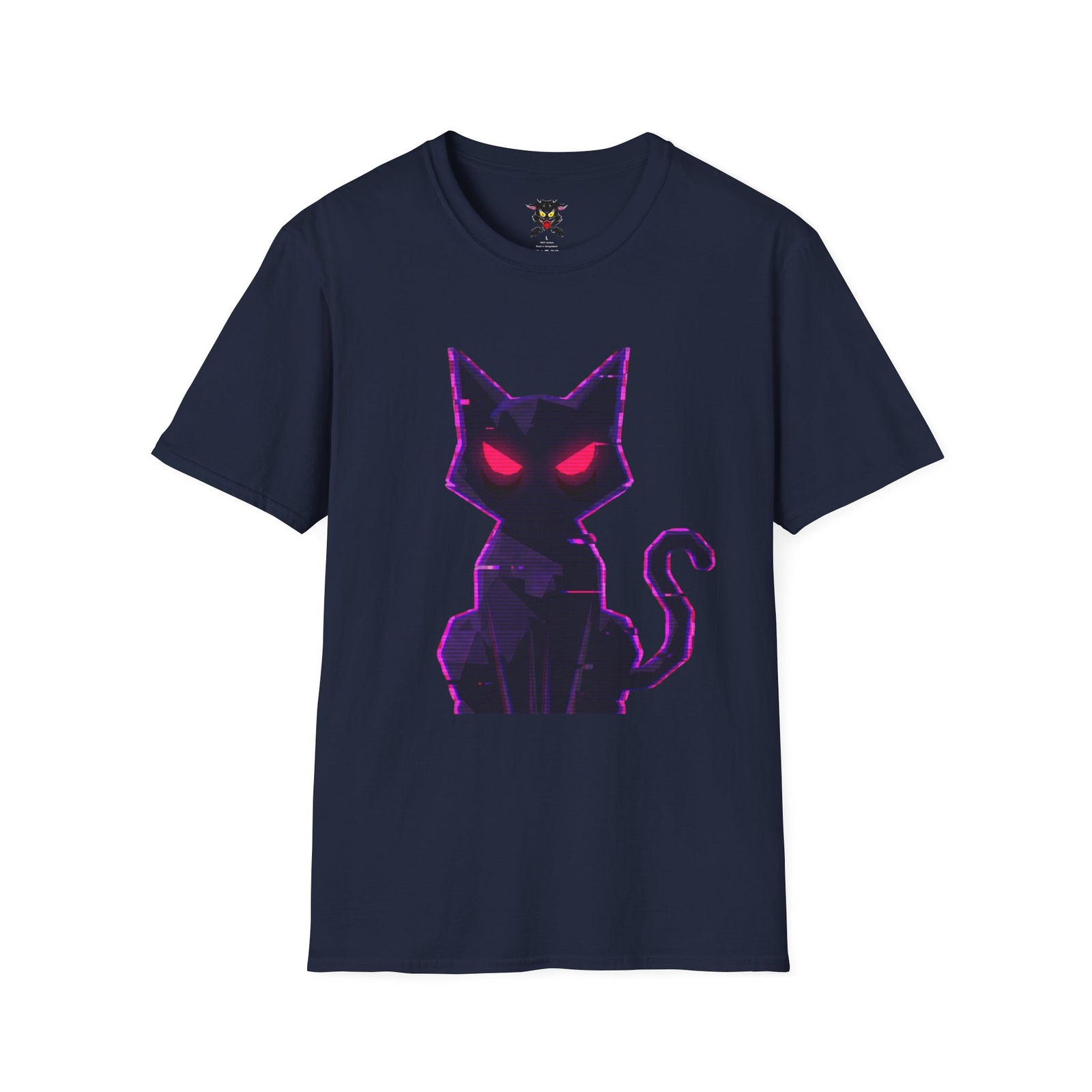 Camiseta navy azul marino gato bold lines diseño Gatoloco