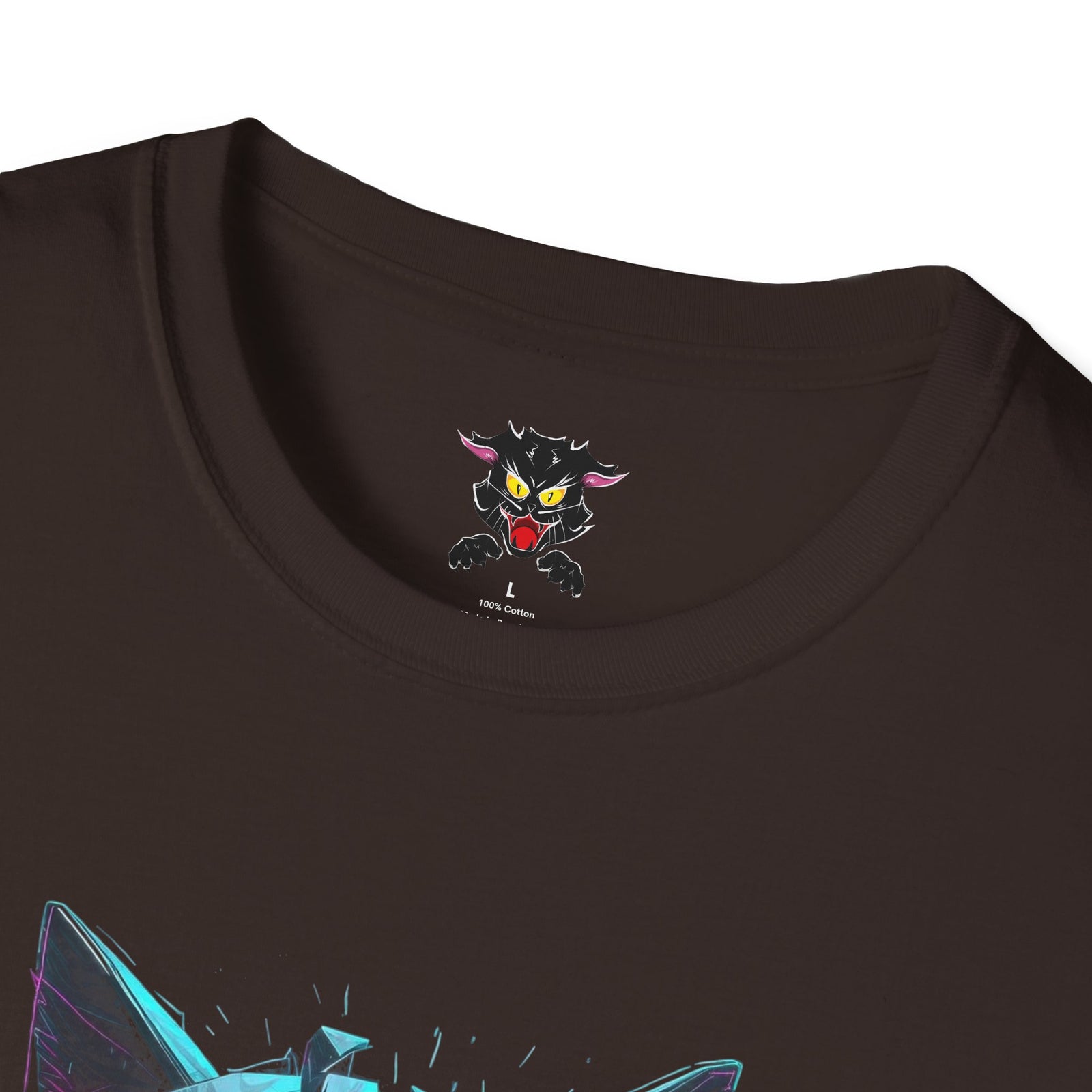 Cat Cyberpunk T-Shirt — Neon Dripping Mask Design