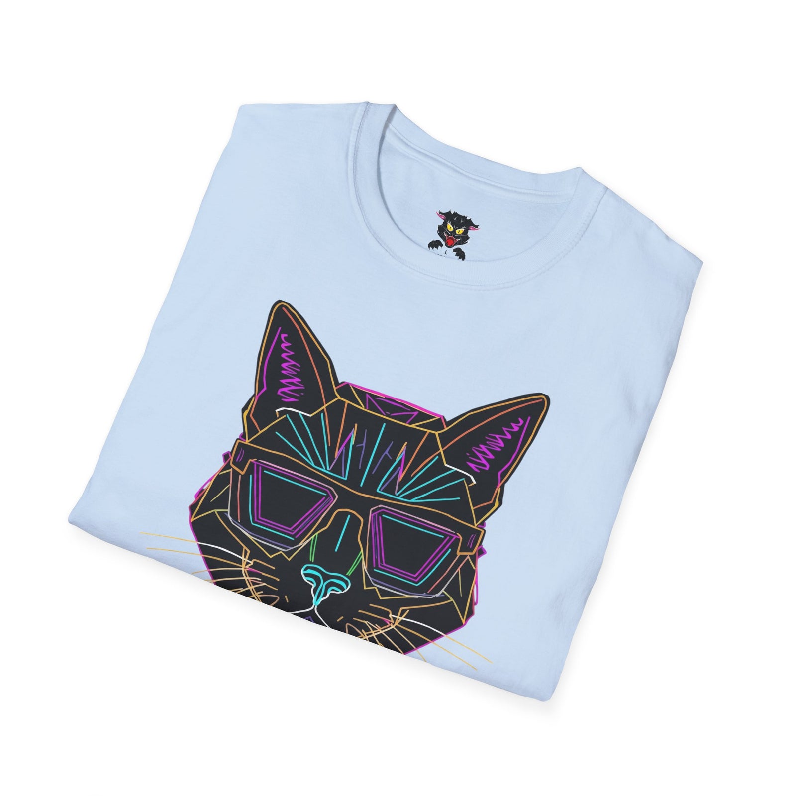 Sábado Sin Excusas Cat T-Shirt — Retro Neon Cat with Sunglasses