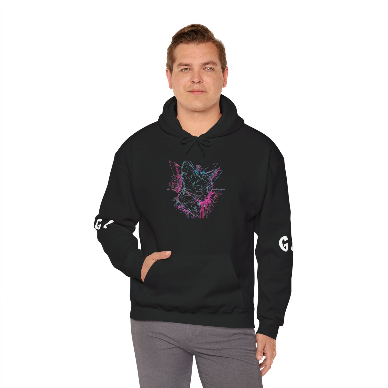 Neon Cat Hoodie - Vaporwave Retro Cat Graphic Sweatshirt