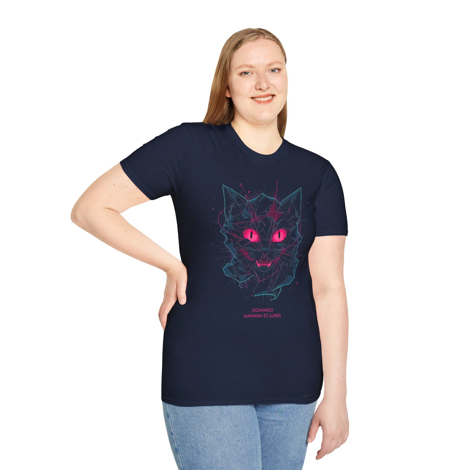 Cat Skull Graphic T-Shirt — Pink Eyes Shattered Design