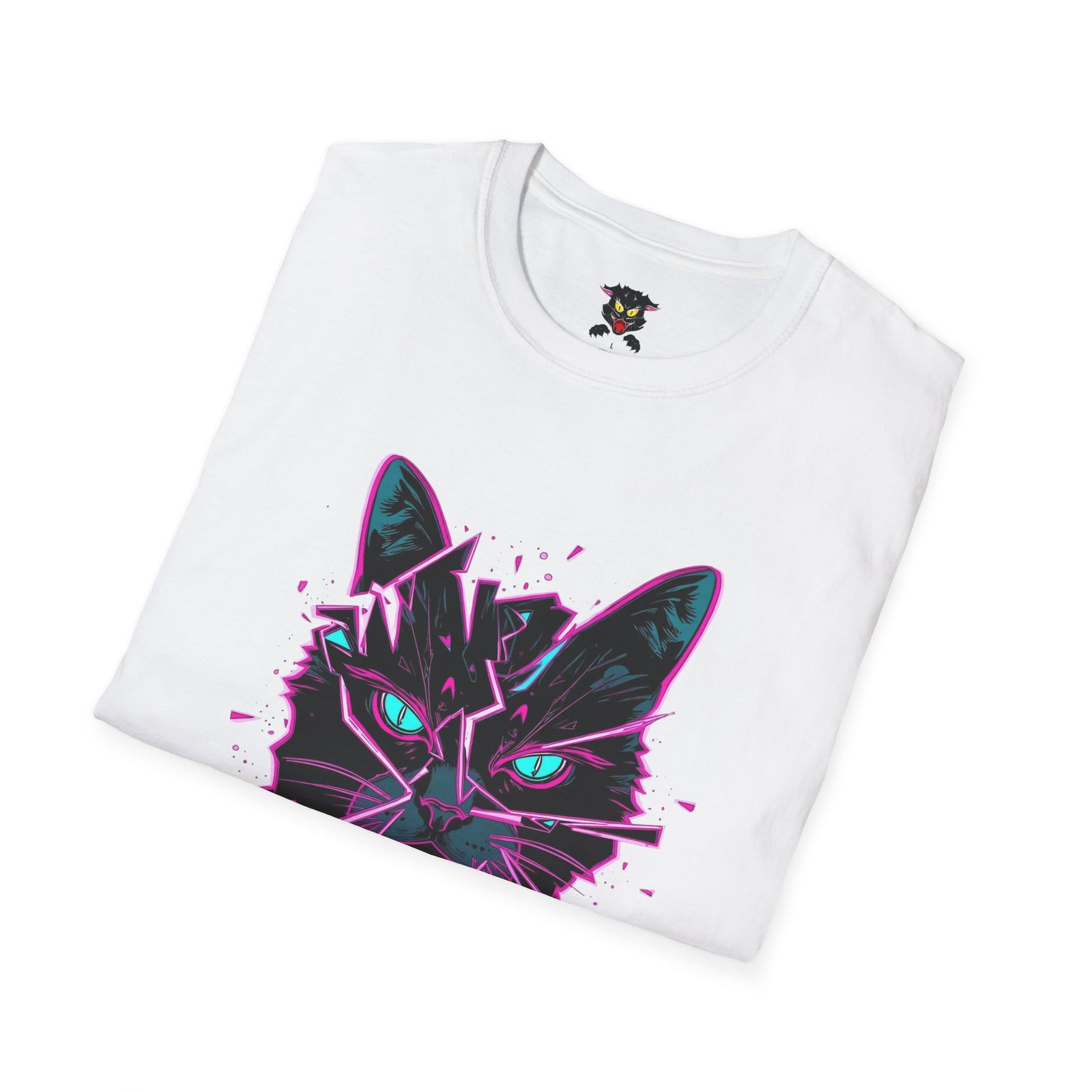 Cat Graphic T-Shirt — Neon Retro "Martes" Design (Lunes Pero Puro)