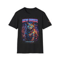 Camiseta negra gato cyberpunk New Order neón sci-fi Gatoloco