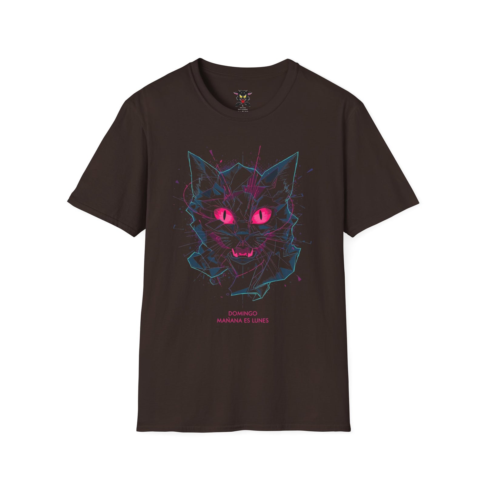 Cat Skull Graphic T-Shirt — Pink Eyes Shattered Design