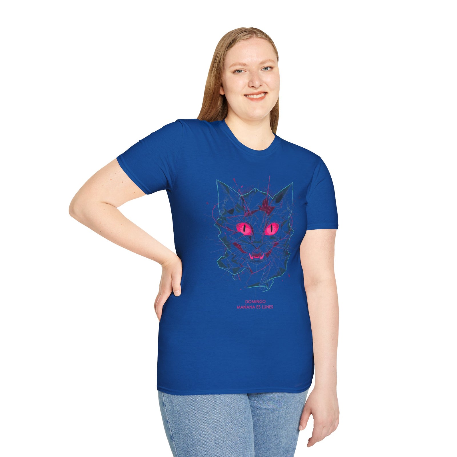 Cat Skull Graphic T-Shirt — Pink Eyes Shattered Design
