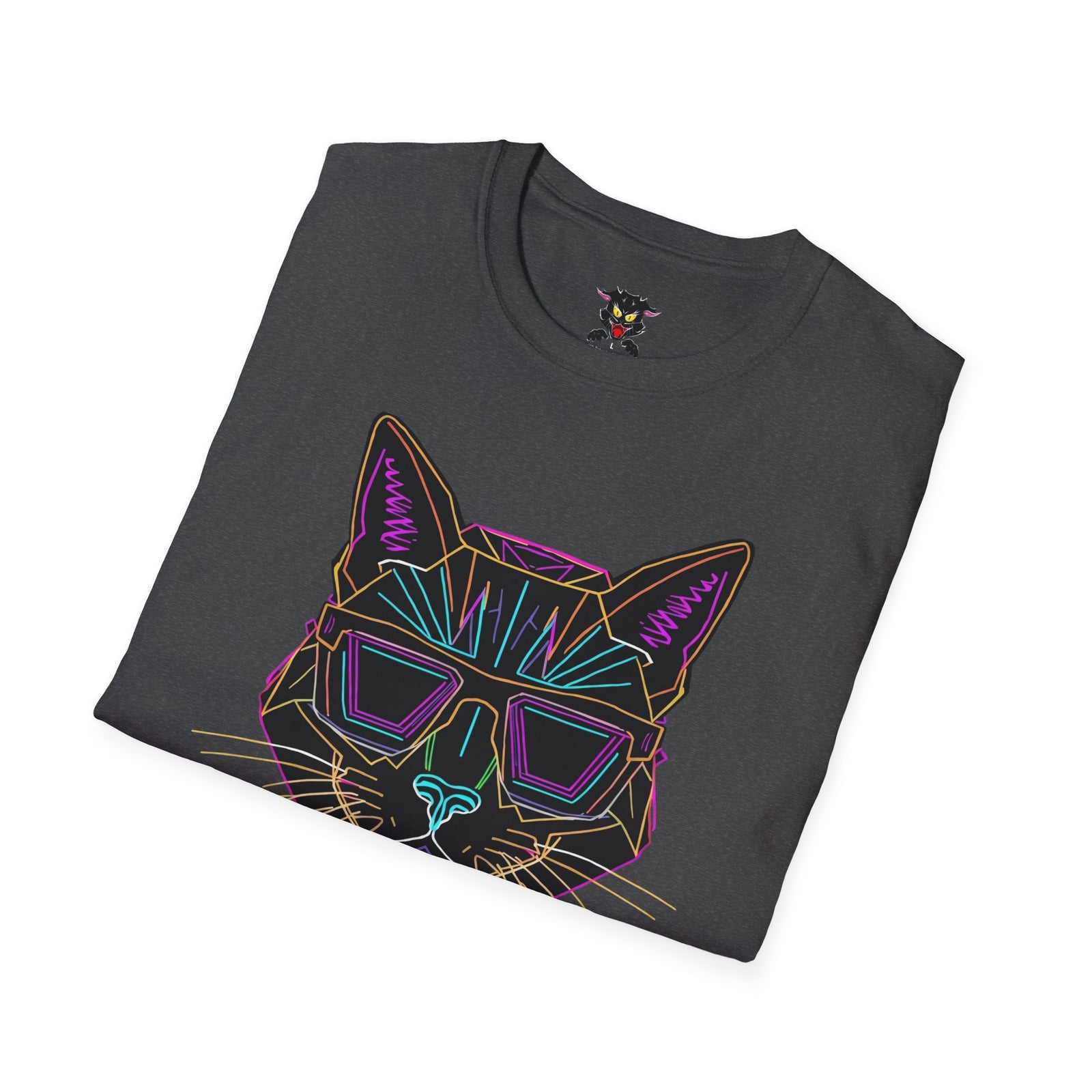 Sábado Sin Excusas Cat T-Shirt — Retro Neon Cat with Sunglasses