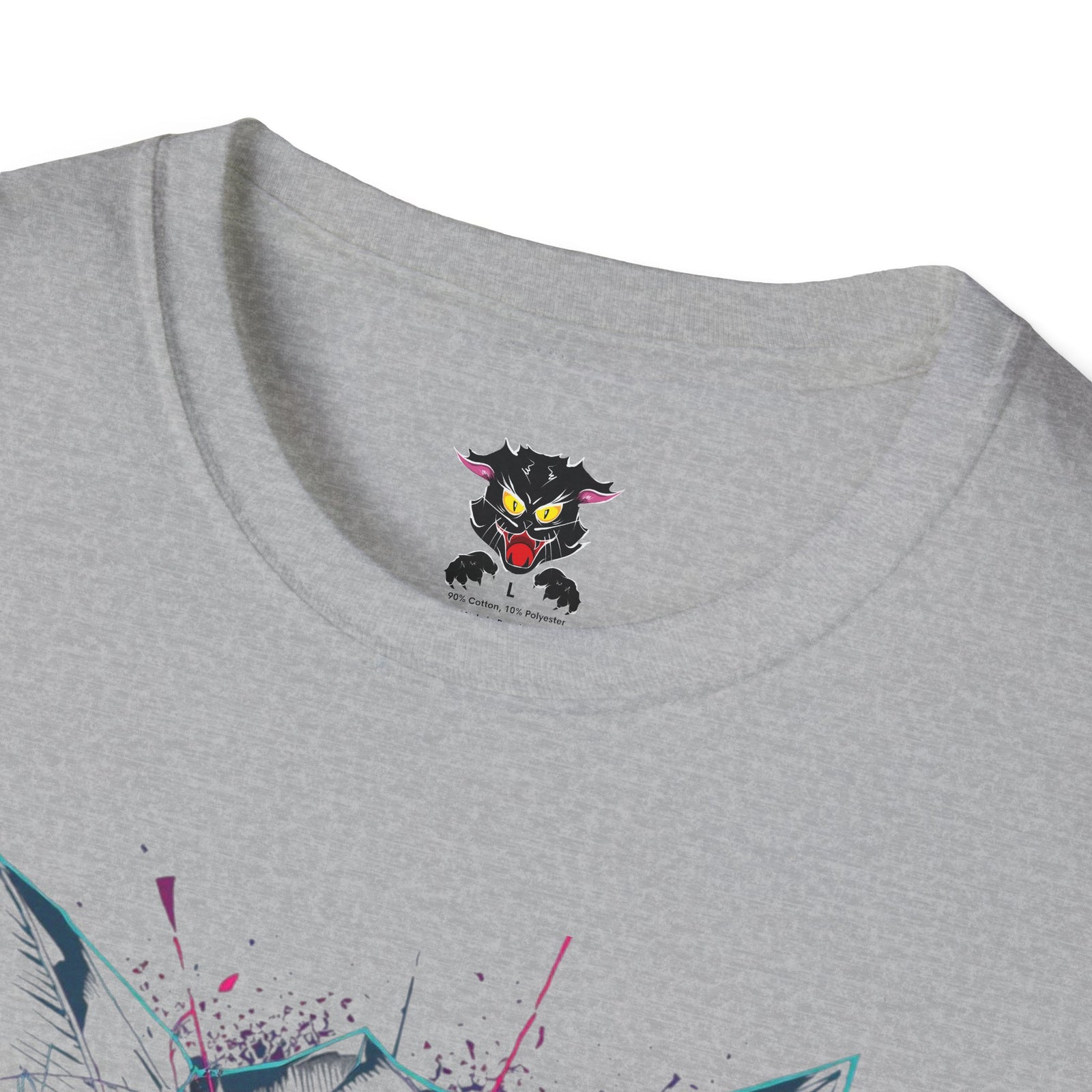 Cat Skull Graphic T-Shirt — Pink Eyes Shattered Design
