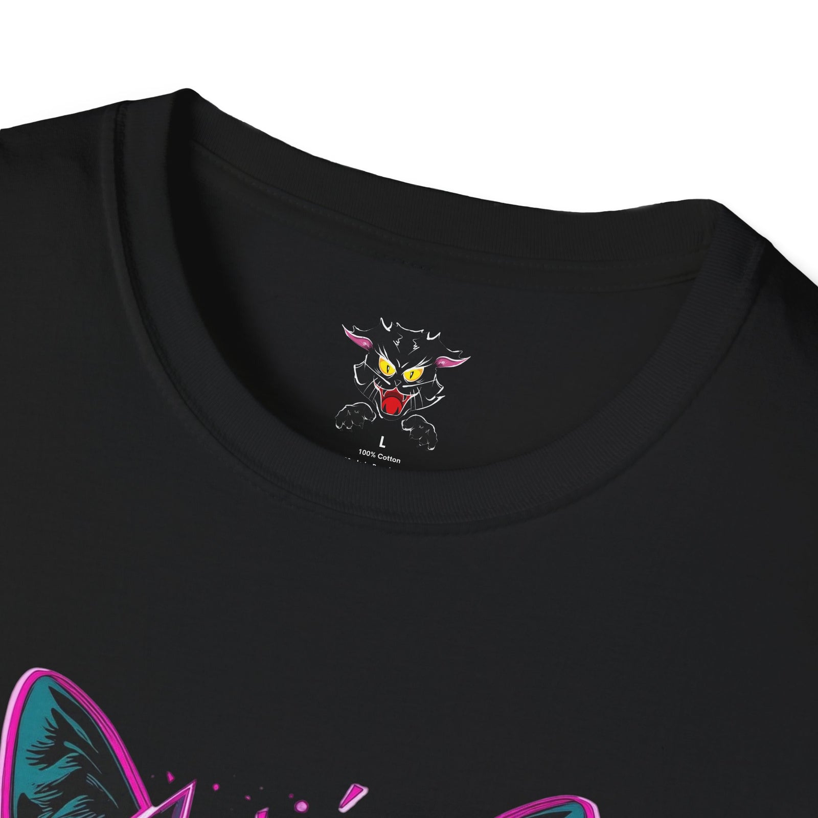 Cat Graphic T-Shirt — Neon Retro "Martes" Design (Lunes Pero Puro)