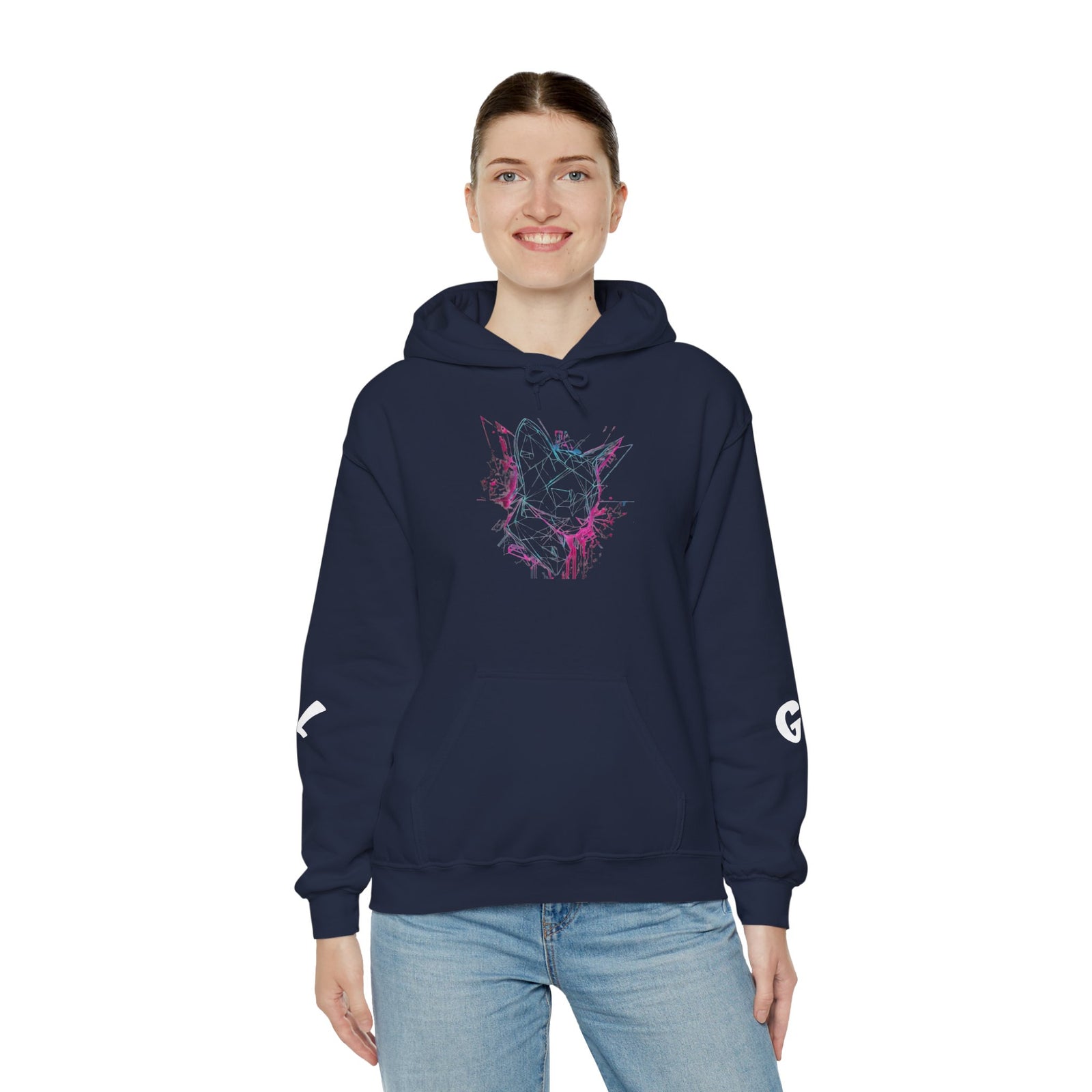Neon Cat Hoodie - Vaporwave Retro Cat Graphic Sweatshirt