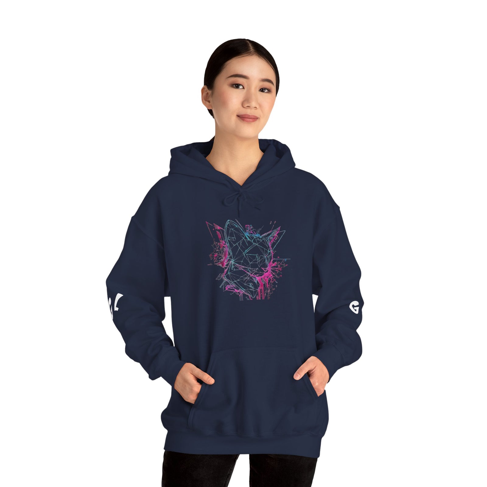 Neon Cat Hoodie - Vaporwave Retro Cat Graphic Sweatshirt