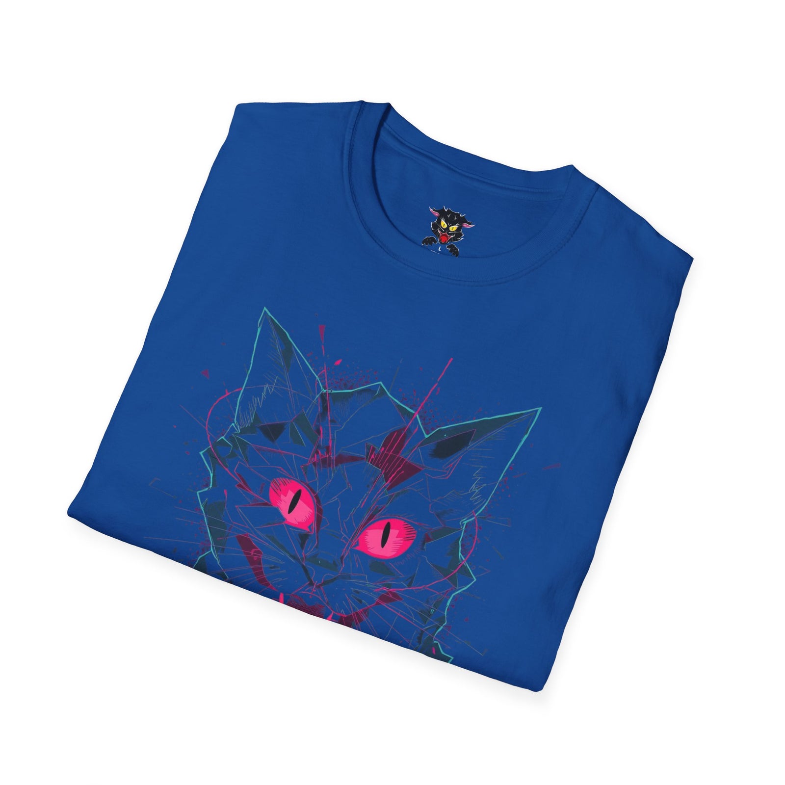 Cat Skull Graphic T-Shirt — Pink Eyes Shattered Design
