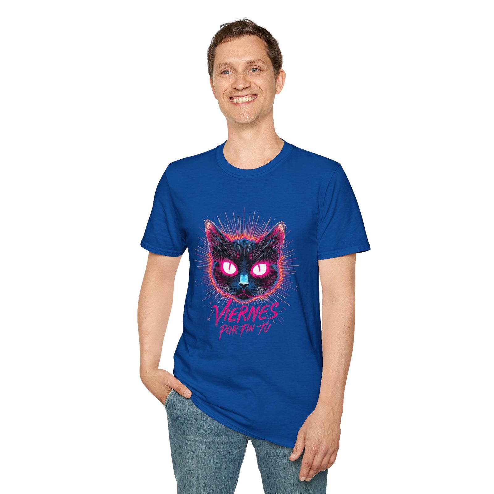 Cat Tee — "Viernes Por Fin" Neon Cat Graphic T-Shirt