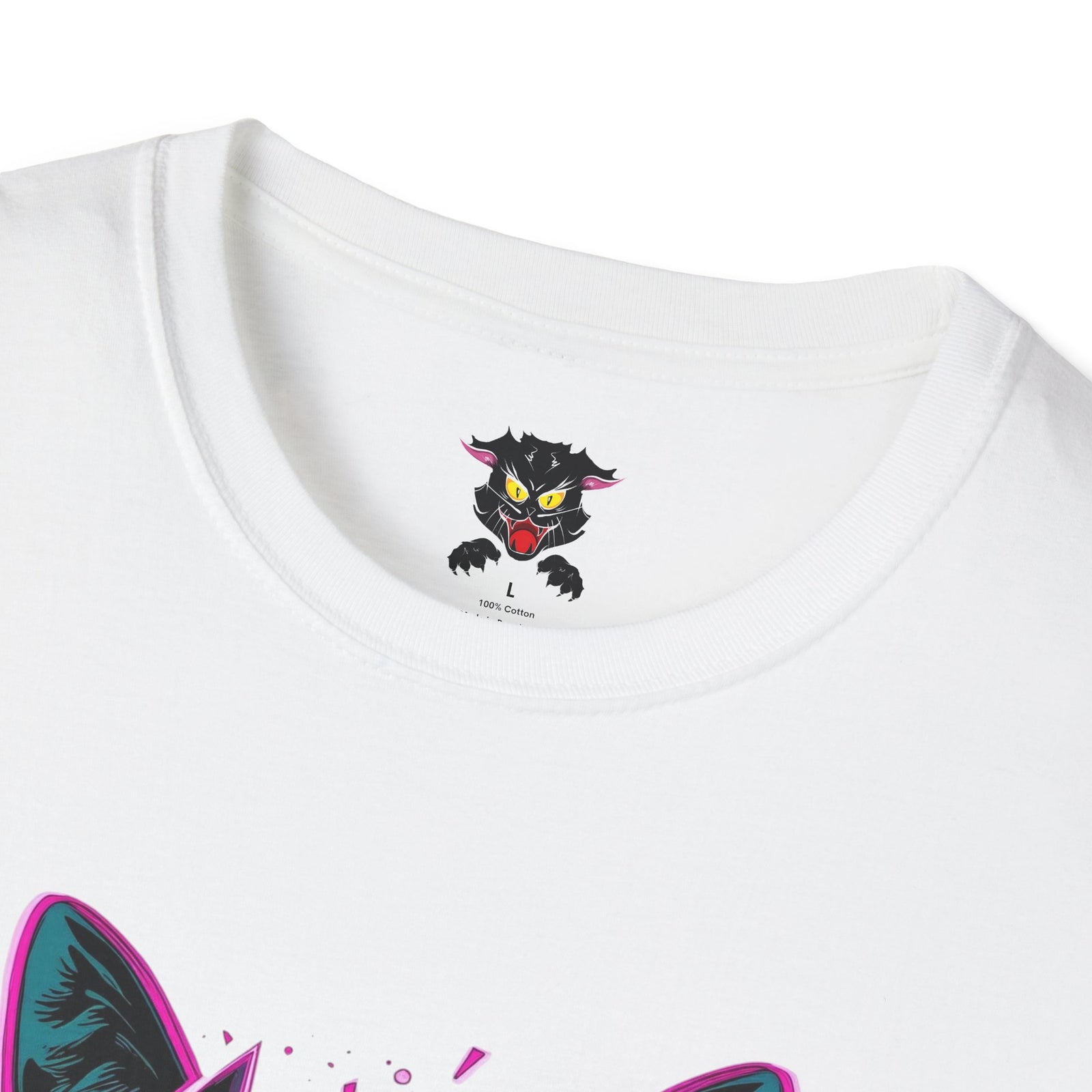 Cat Graphic T-Shirt — Neon Retro "Martes" Design (Lunes Pero Puro)