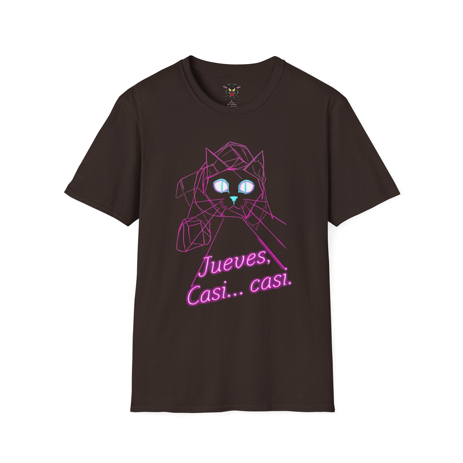 T-Shirt — Neon Cat "Jueves, Casi... casi." Retro Vaporwave Tee