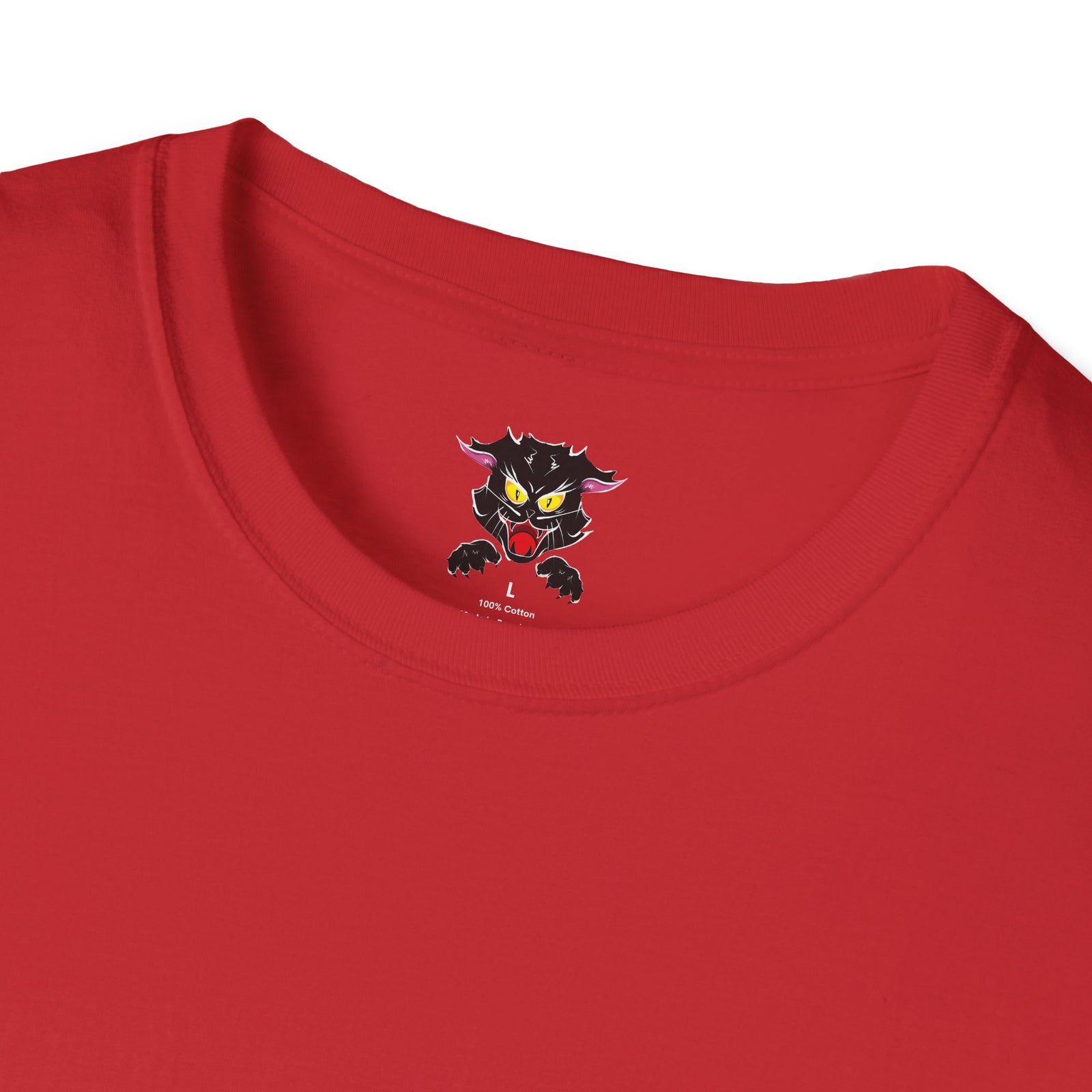 Minimal Cyber Cat T-Shirt — Geometric Neon Cat Face Tee