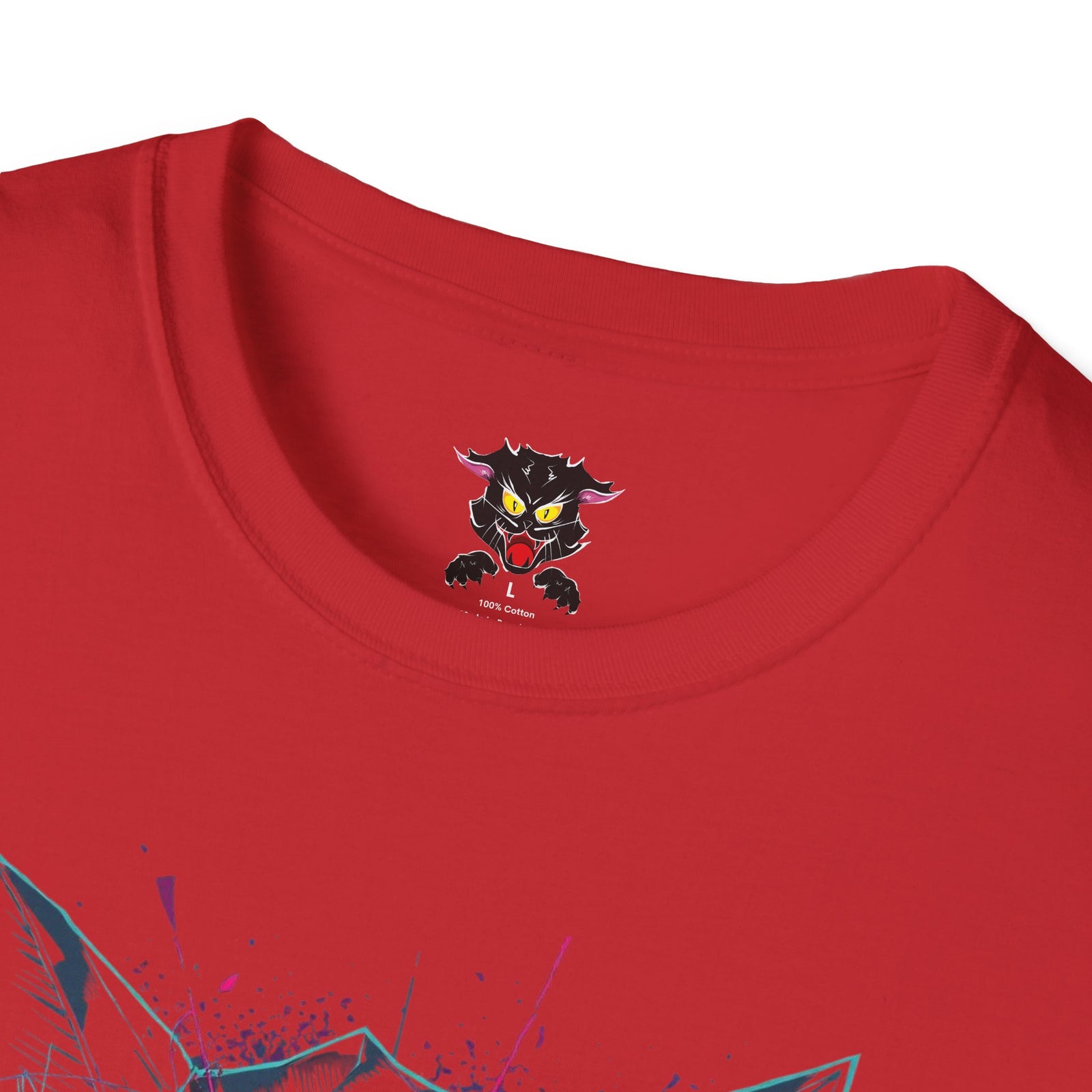 Cat Skull Graphic T-Shirt — Pink Eyes Shattered Design