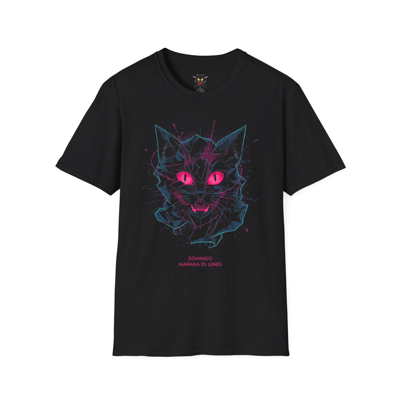 Cat Skull Graphic T-Shirt — Pink Eyes Shattered Design