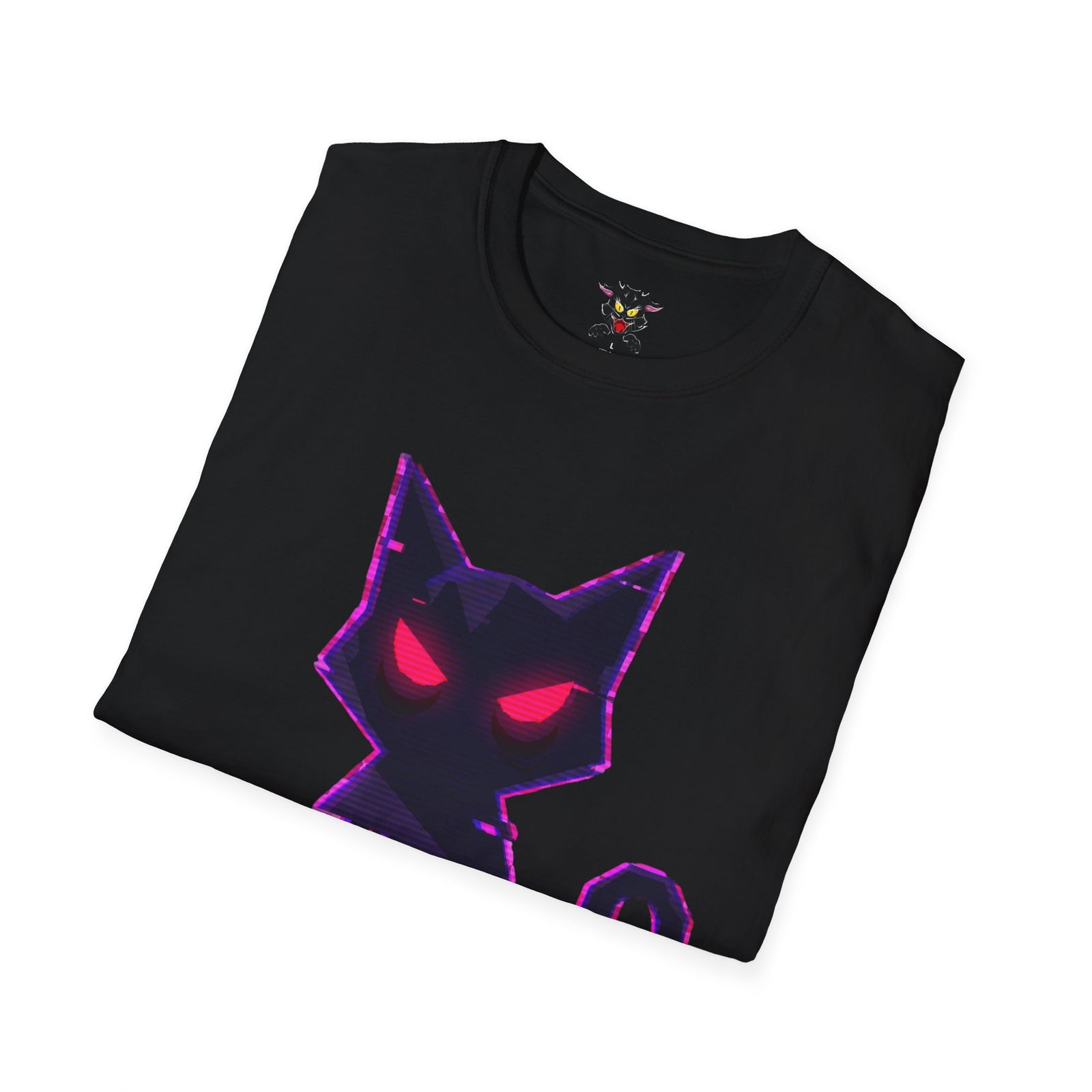 Camiseta negra doblada gato bold lines diseño Gatoloco streetwear