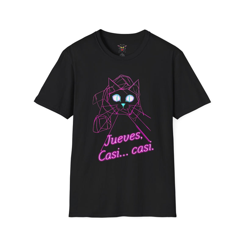 T-Shirt — Neon Cat "Jueves, Casi... casi." Retro Vaporwave Tee