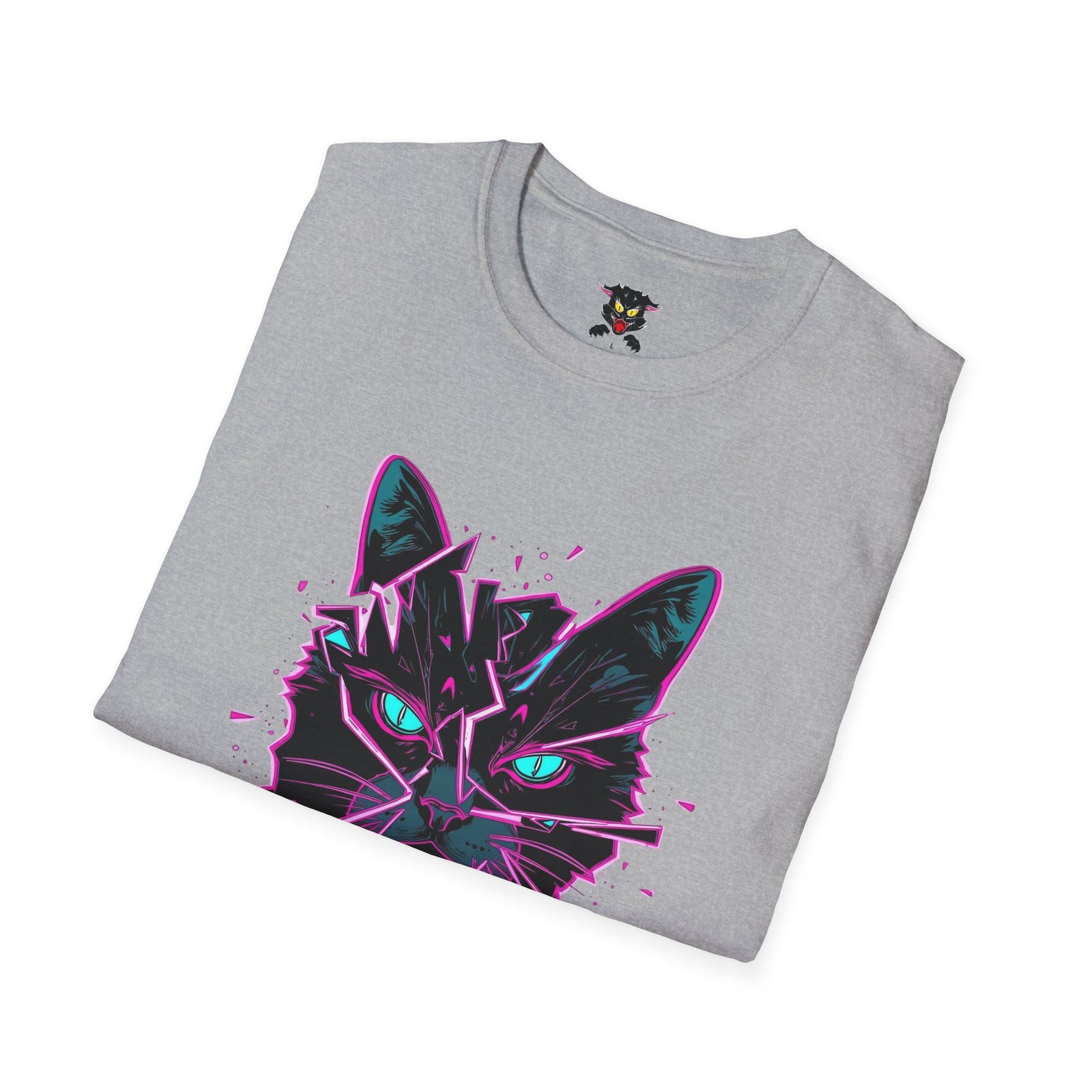 Cat Graphic T-Shirt — Neon Retro "Martes" Design (Lunes Pero Puro)