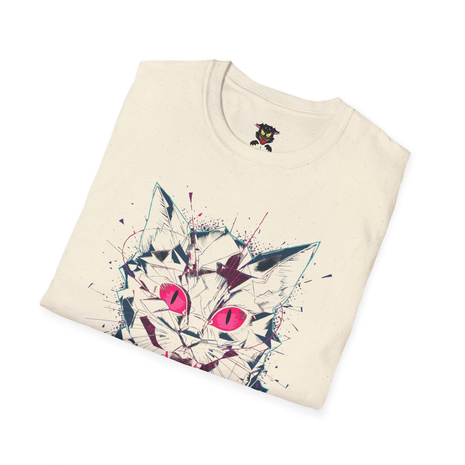 Cat Skull Graphic T-Shirt — Pink Eyes Shattered Design
