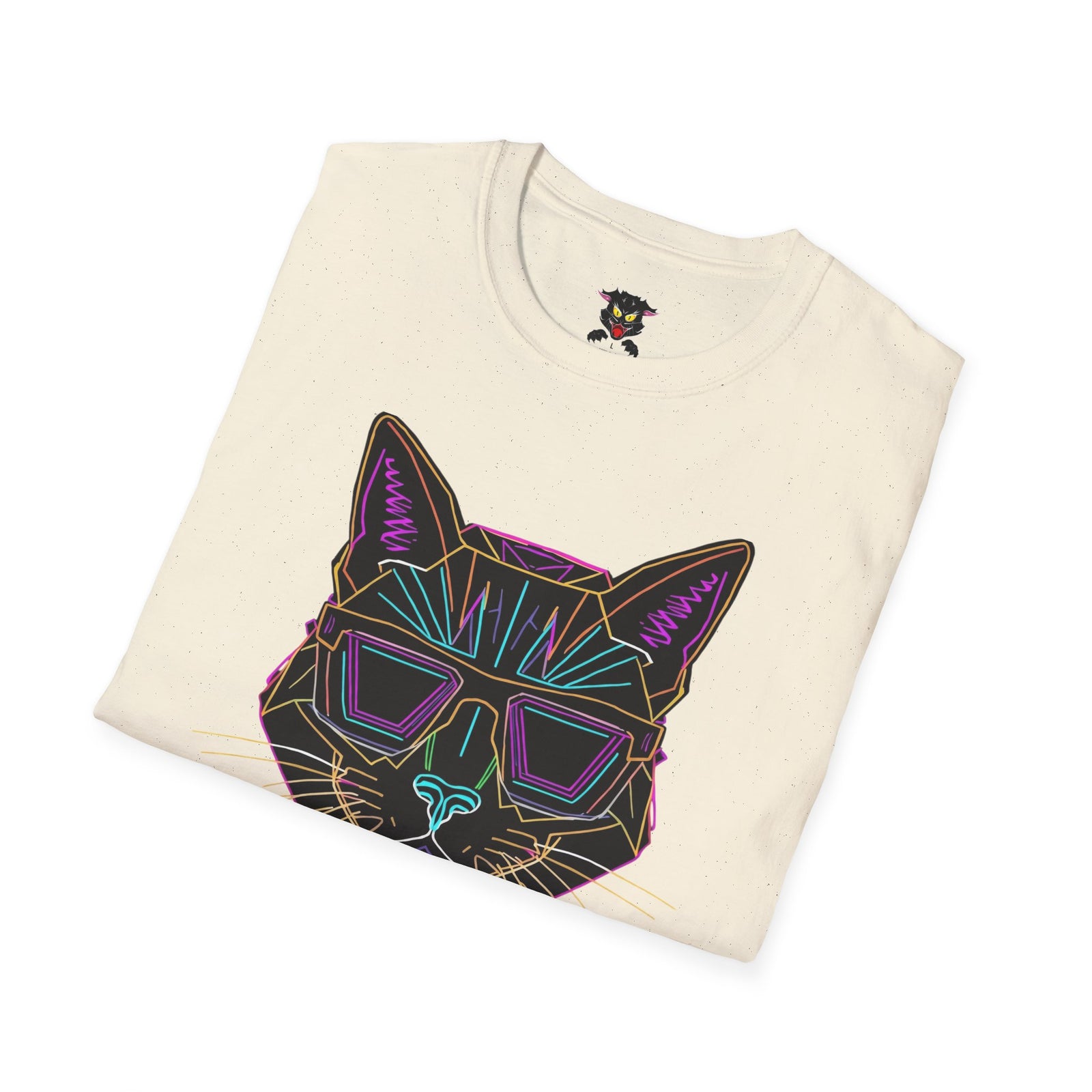 Sábado Sin Excusas Cat T-Shirt — Retro Neon Cat with Sunglasses