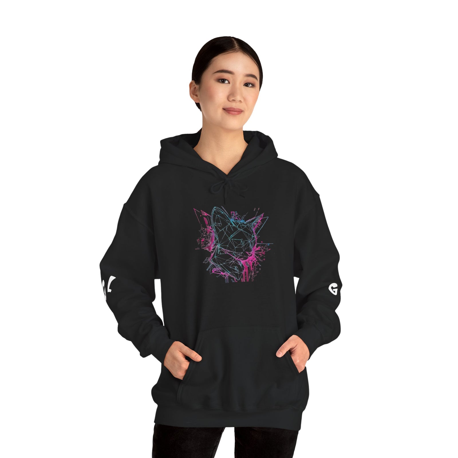 Neon Cat Hoodie - Vaporwave Retro Cat Graphic Sweatshirt