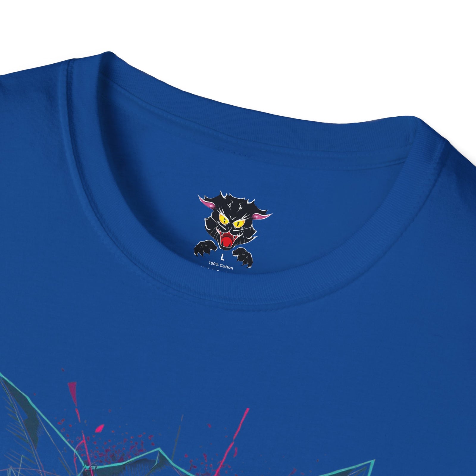 Cat Skull Graphic T-Shirt — Pink Eyes Shattered Design