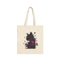 Floral Cat Silhouette Tote Bag — Canvas Animal Art Shopper