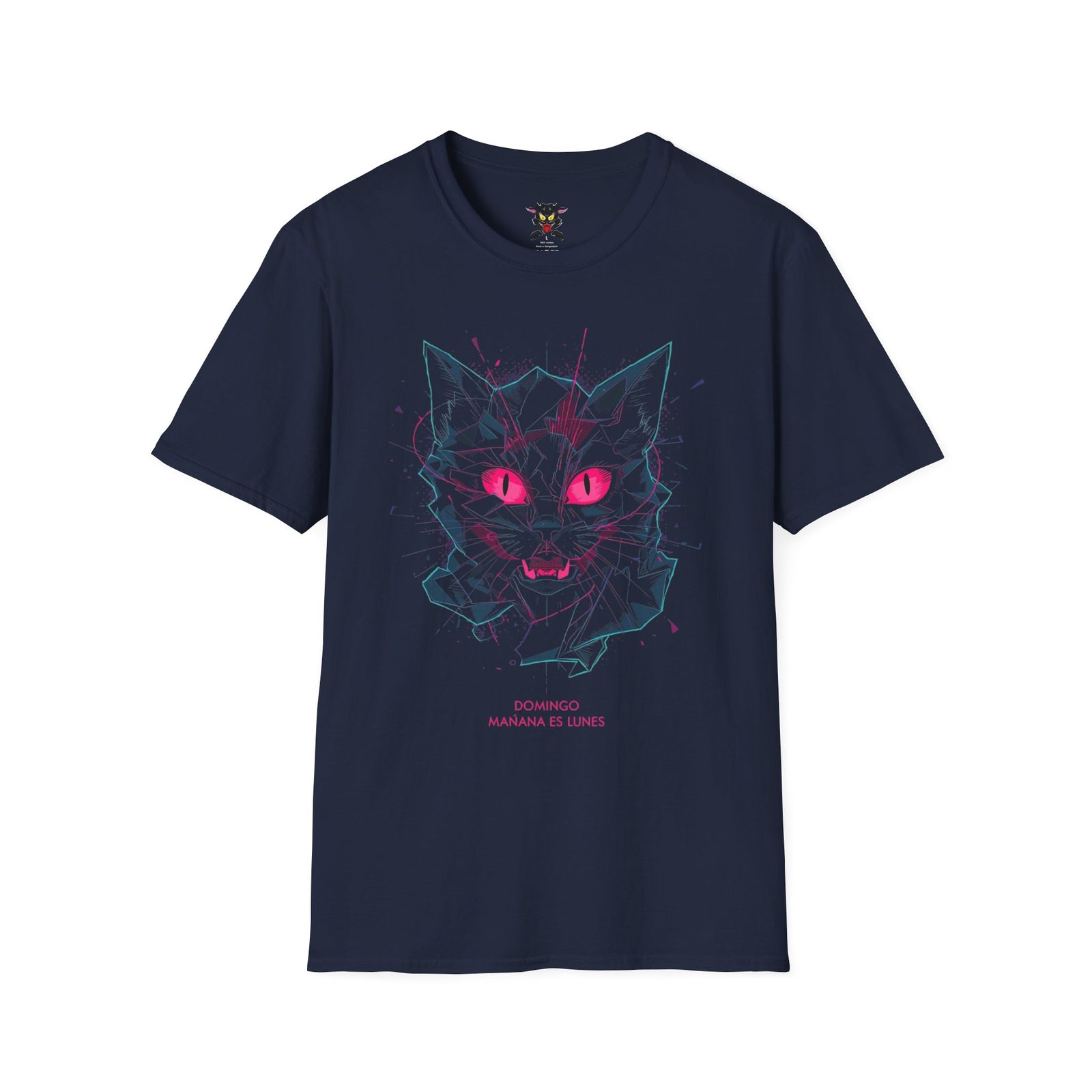 Cat Skull Graphic T-Shirt — Pink Eyes Shattered Design