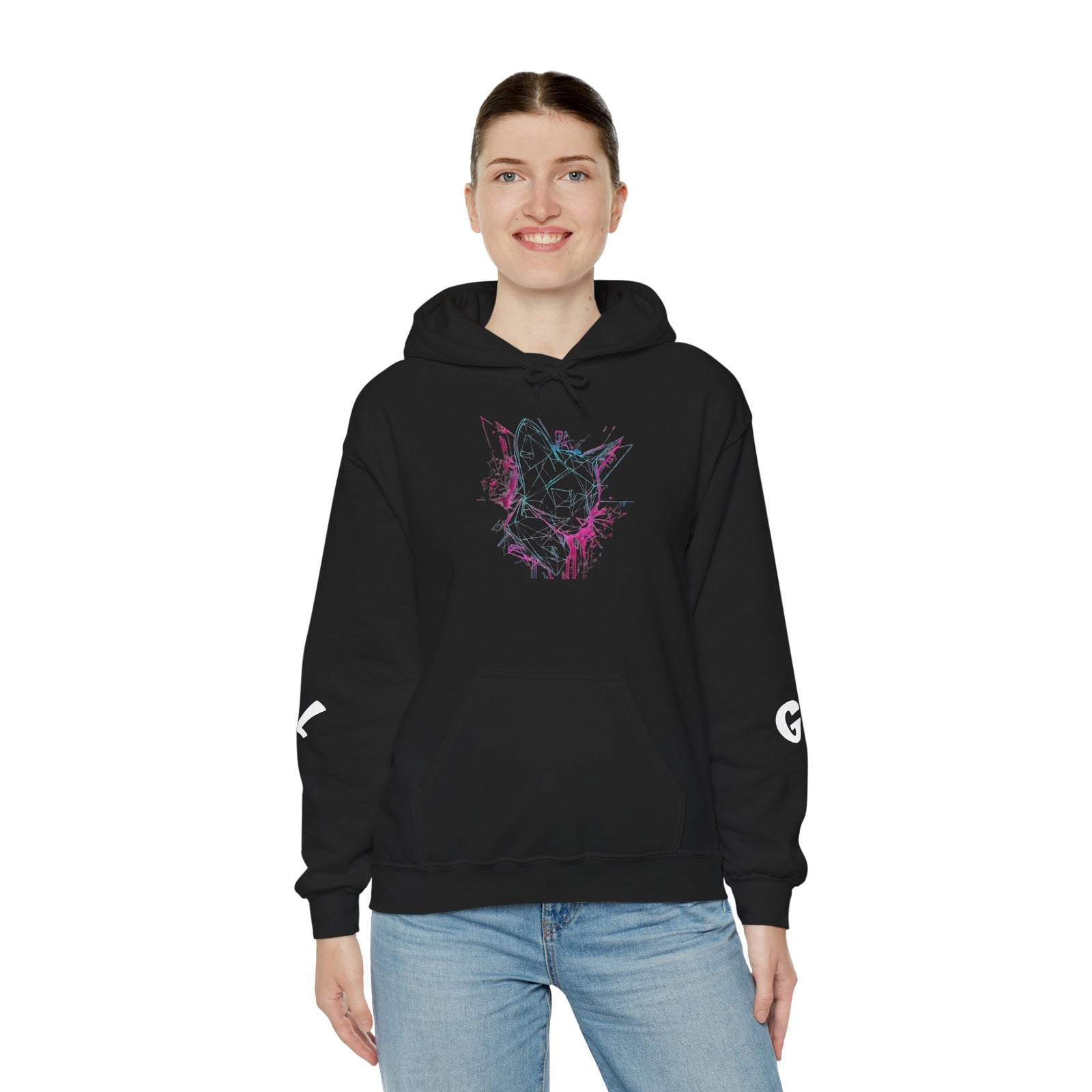 Neon Cat Hoodie - Vaporwave Retro Cat Graphic Sweatshirt