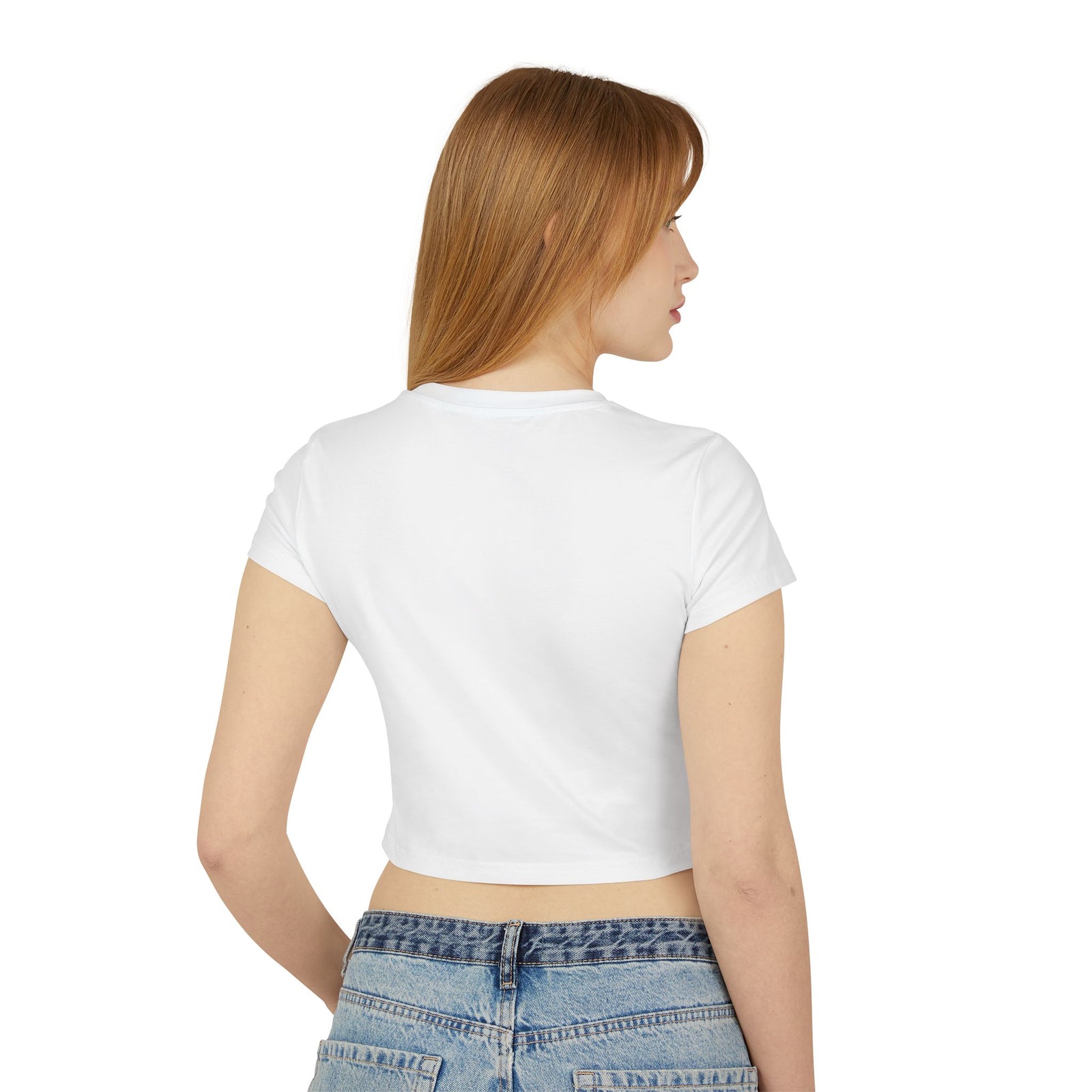 Neon Floral Cat Baby Tee — Women's Graphic Crop Top