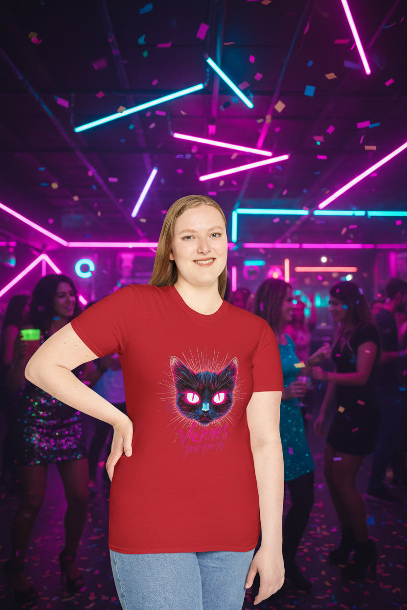 Cat Tee — "Viernes Por Fin" Neon Cat Graphic T-Shirt