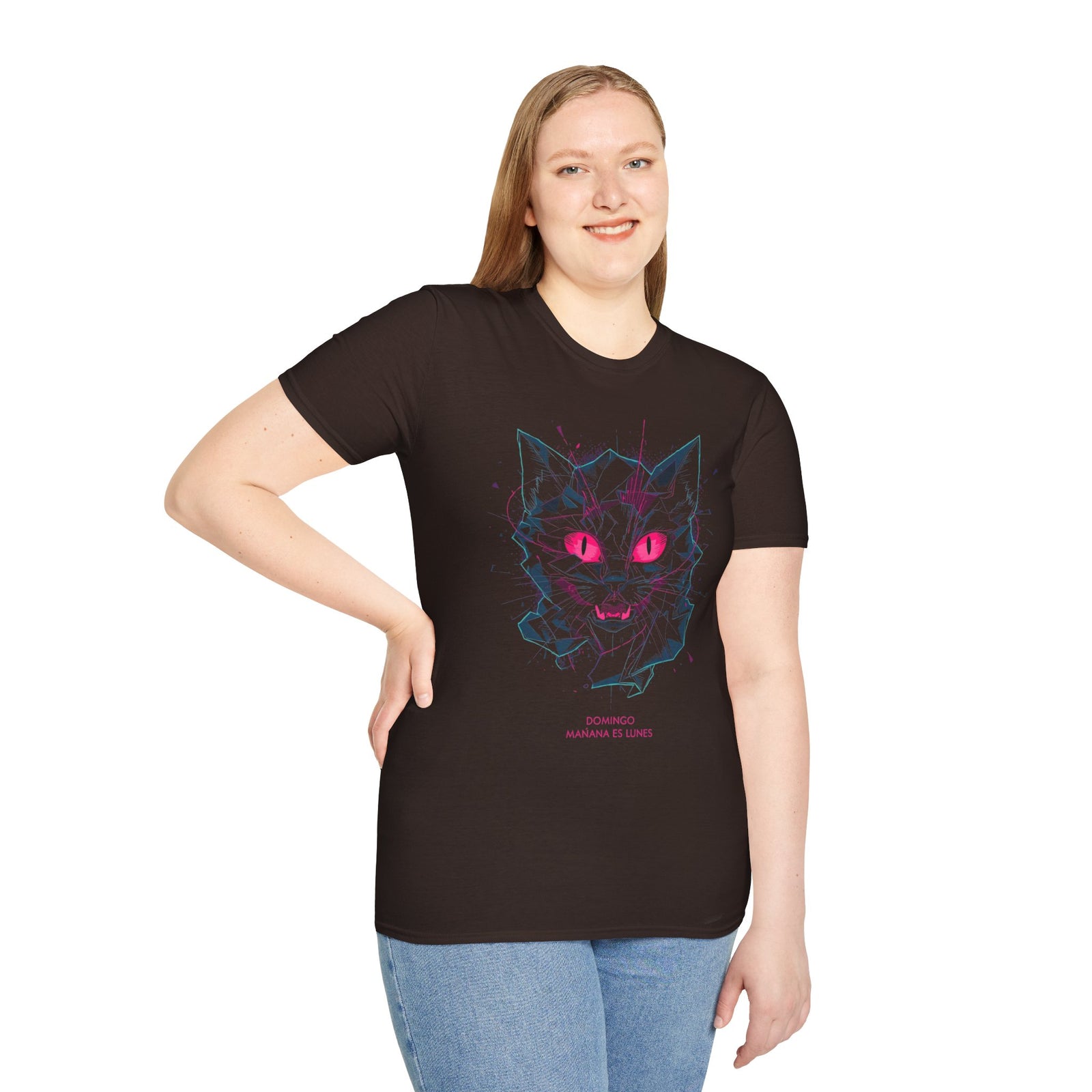 Cat Skull Graphic T-Shirt — Pink Eyes Shattered Design