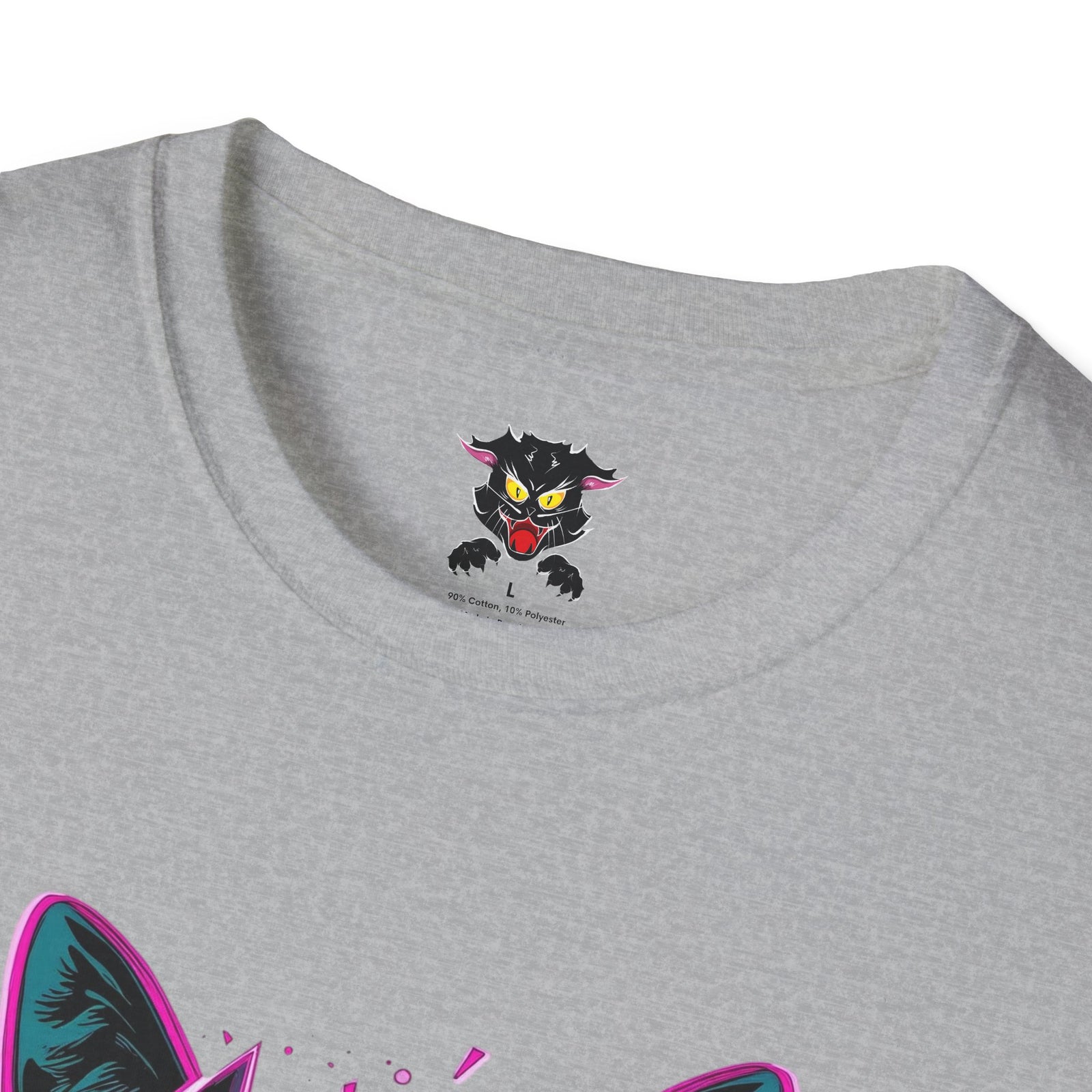 Cat Graphic T-Shirt — Neon Retro "Martes" Design (Lunes Pero Puro)