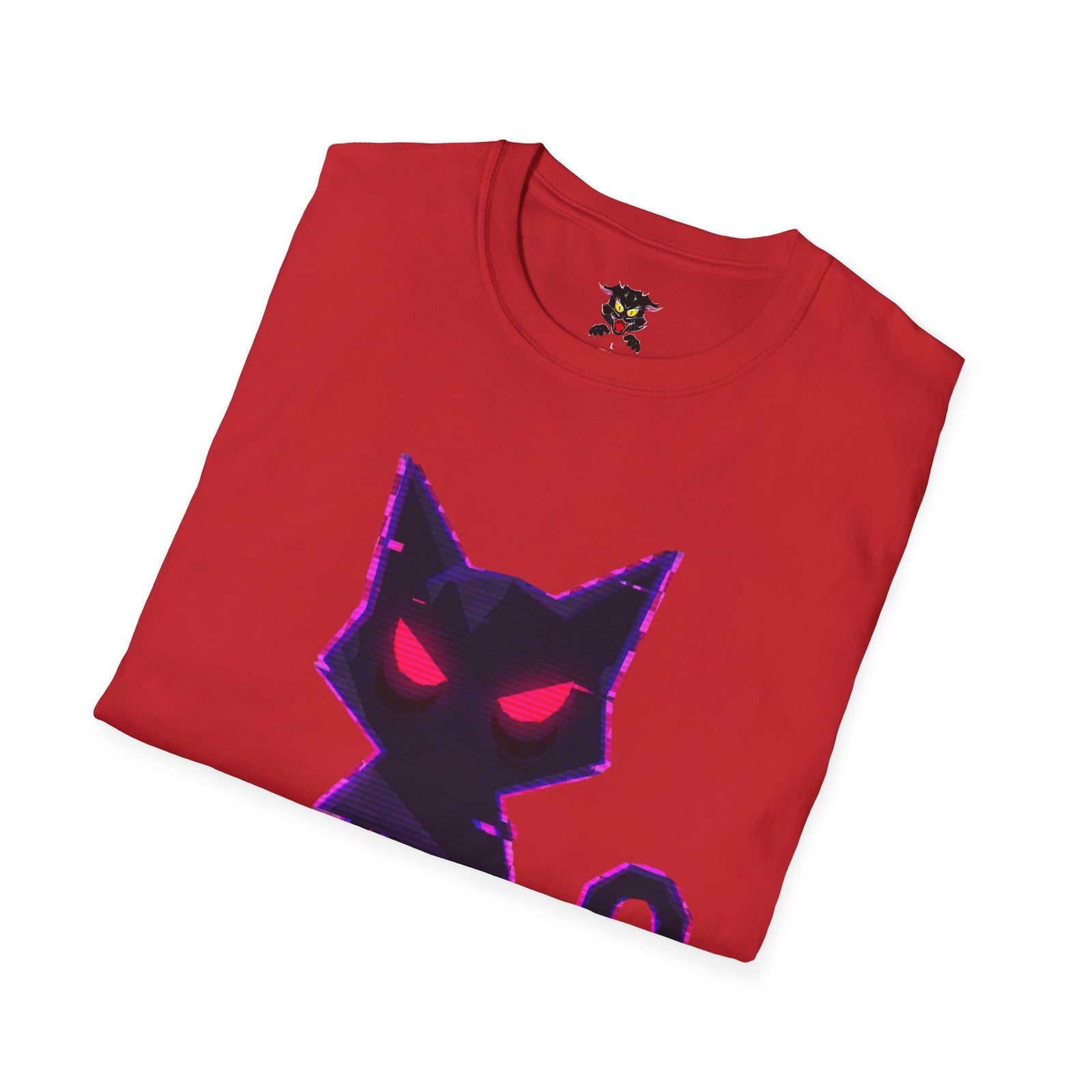 Camiseta roja doblada gato bold lines Gatoloco