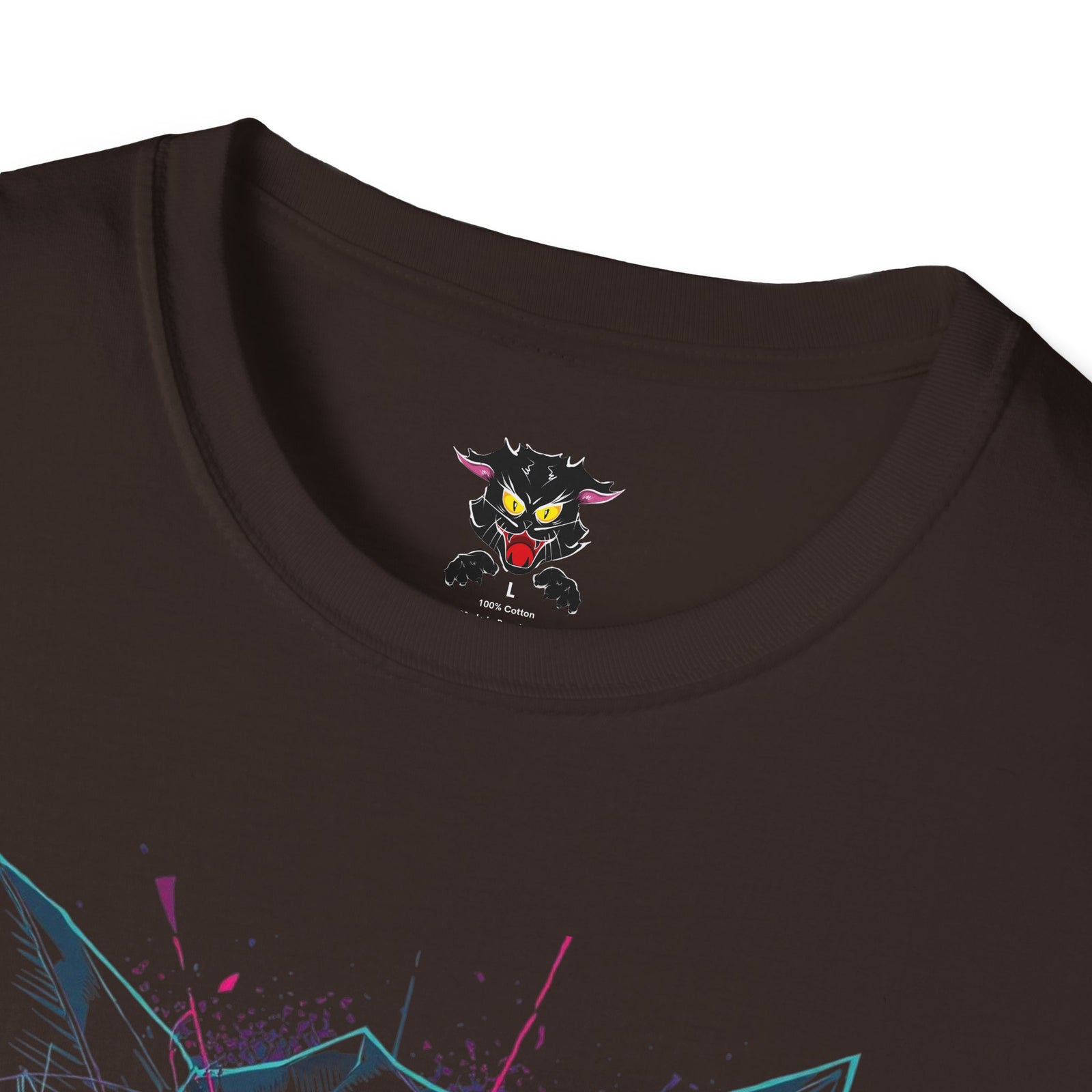 Cat Skull Graphic T-Shirt — Pink Eyes Shattered Design